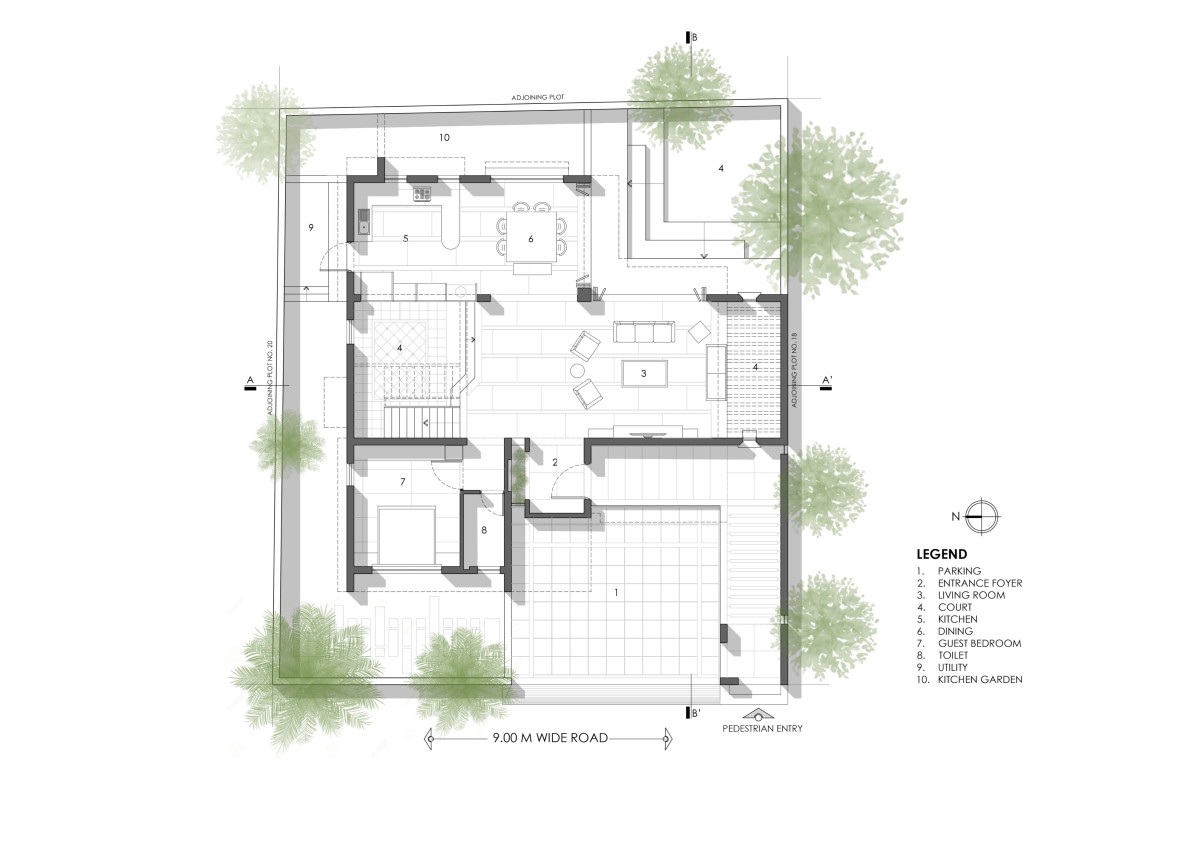 Ground Floor Plan of Godbole Residence by Chaware & Associates