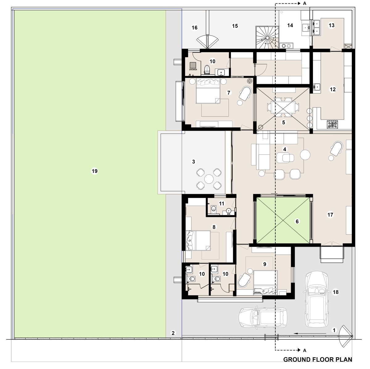 Ground Floor Plan of The Brick House by Studio Ardete
