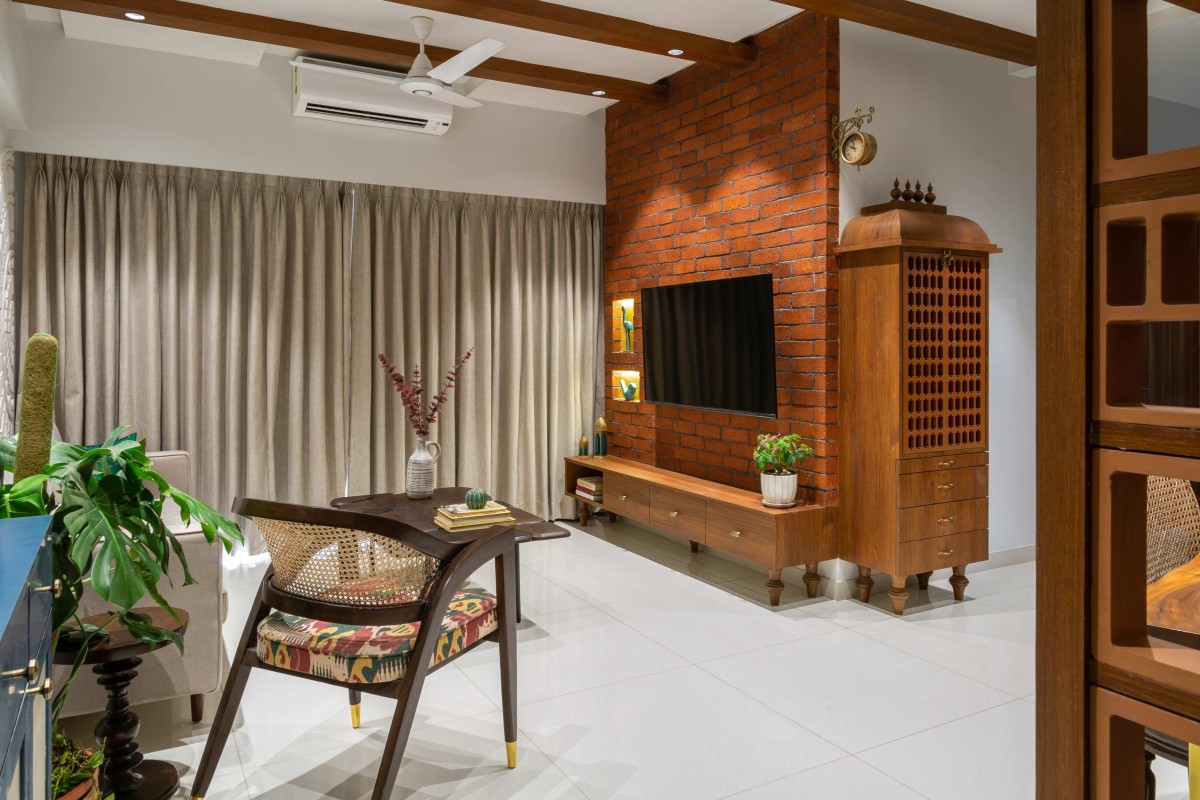 Living room of Epsilon House by SumitDongaडिजाइन + Shyla C Design Studio