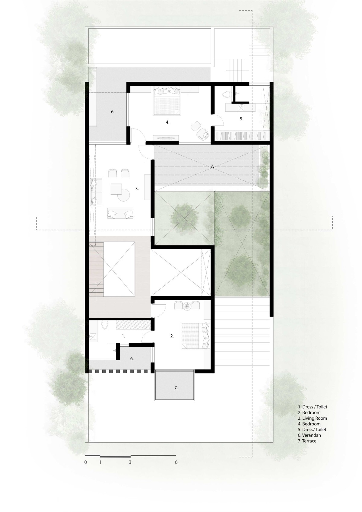 First Floor Plan of Cascading Terraces by Arch.Lab