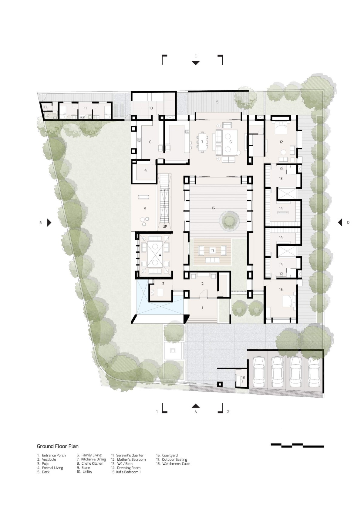 Ground Floor Plan of Mehul Patel Residence by Groundwork Architecture