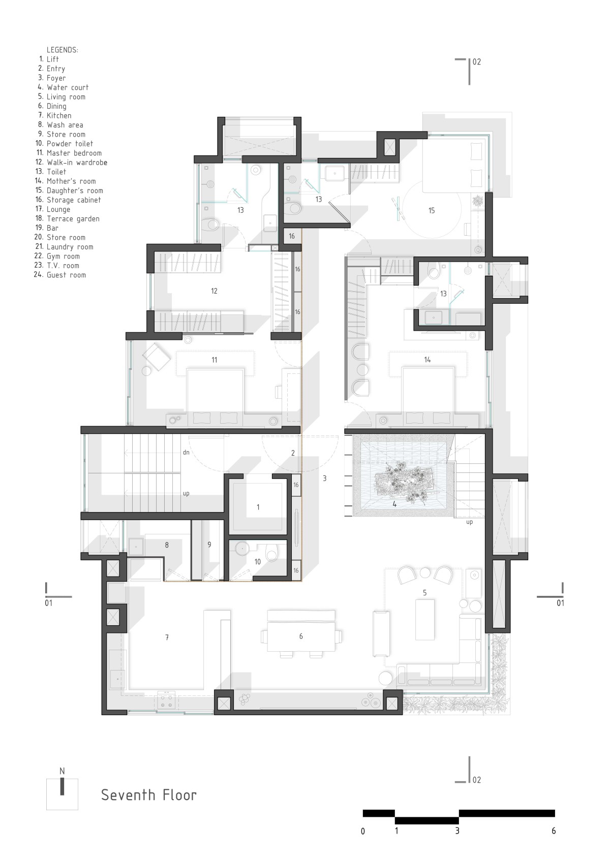 7th Floor Plan of House of Hidden Doors by Studio Lagom