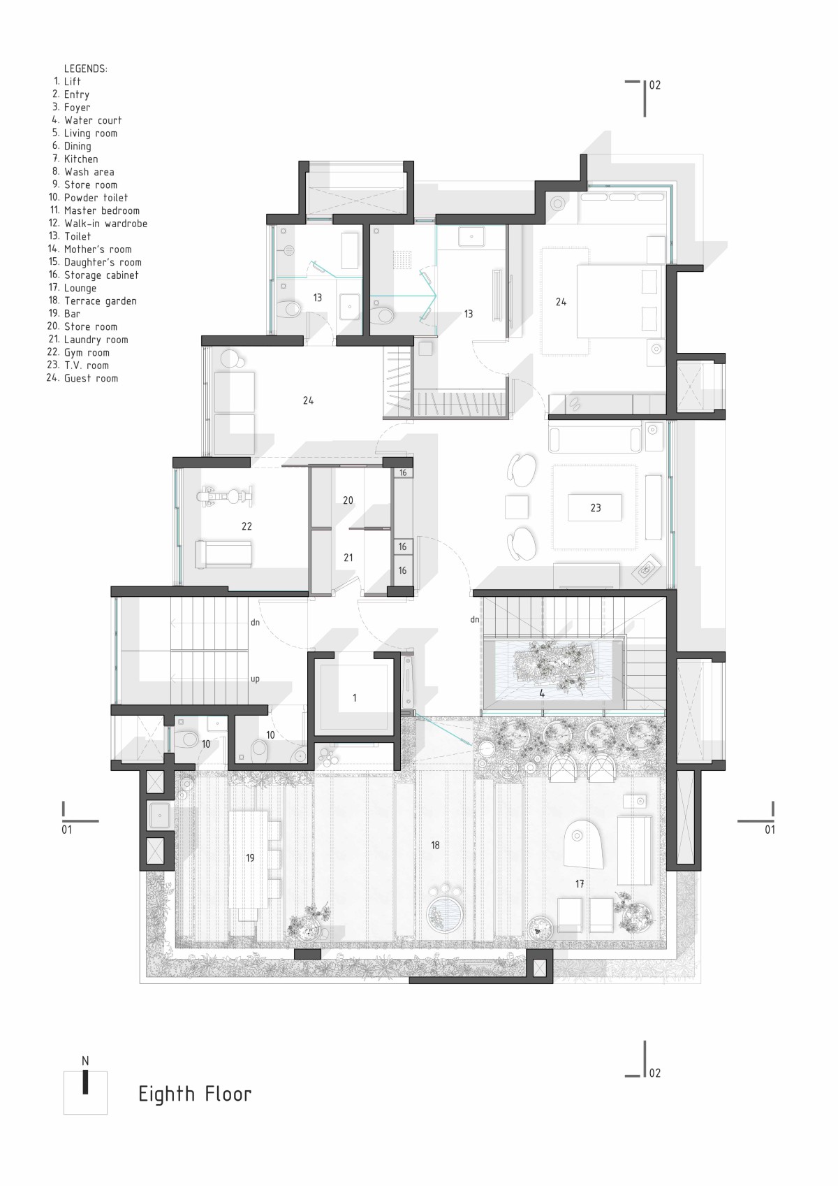 8th Floor Plan of House of Hidden Doors by Studio Lagom