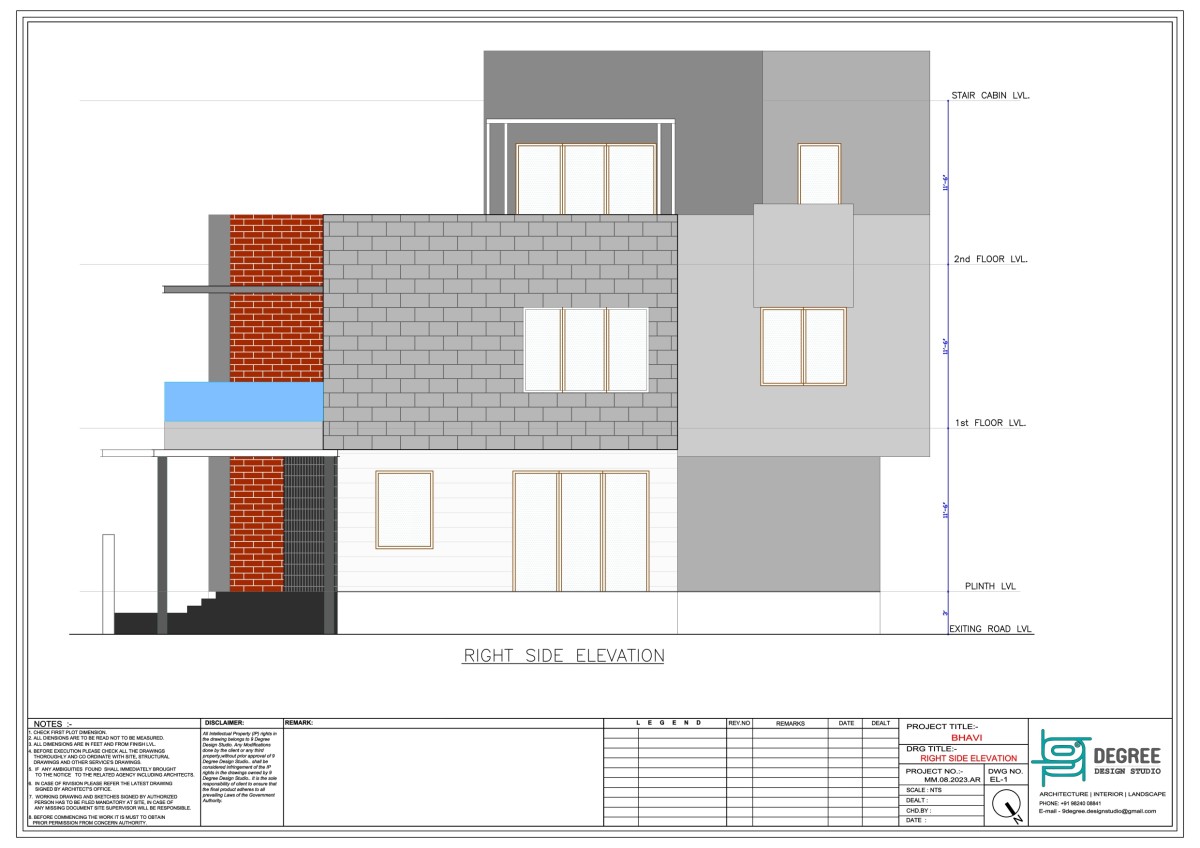 Right side elevation of Bhavi by 9 Degree Design Studio