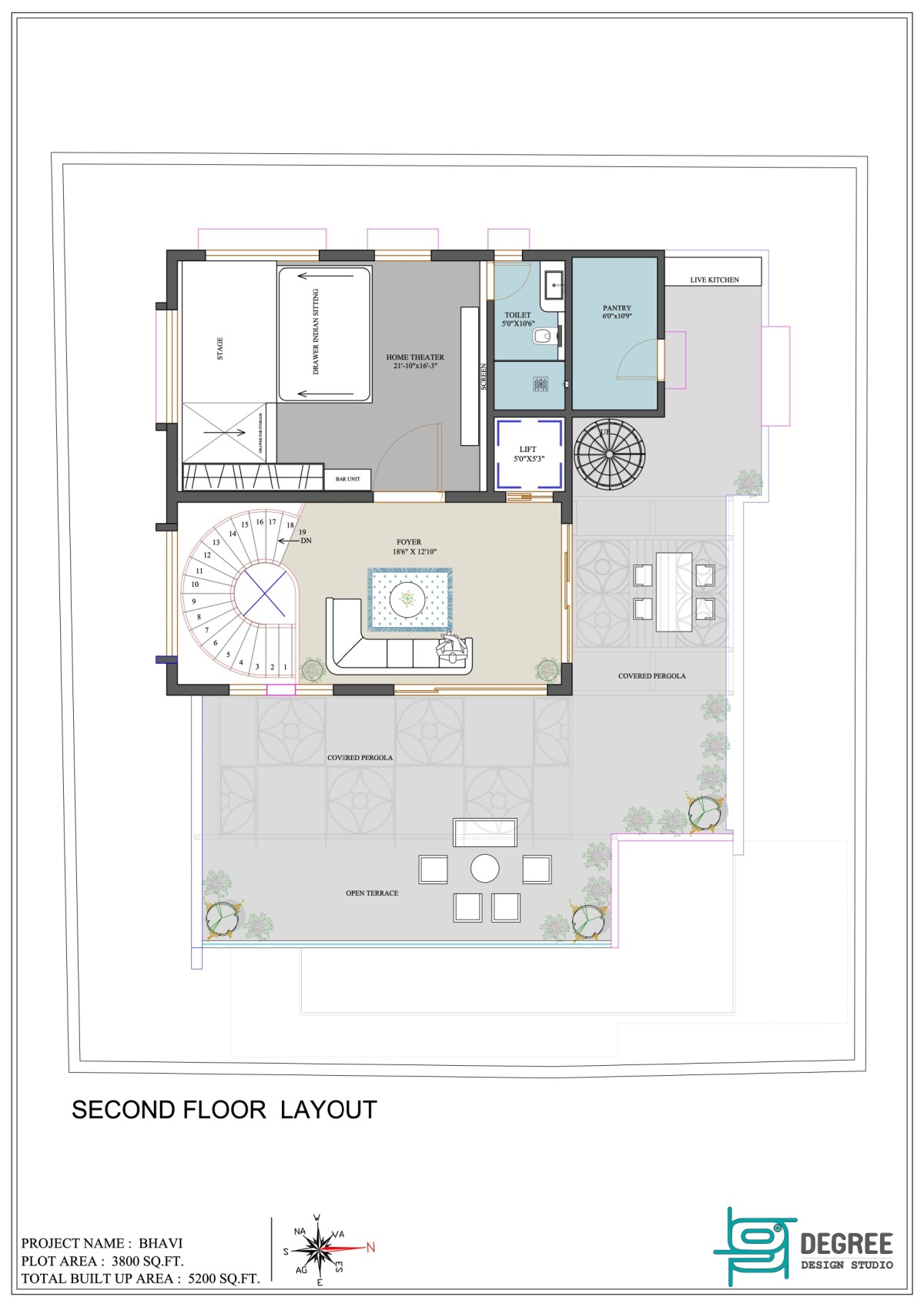 Second floor plan of Bhavi by 9 Degree Design Studio