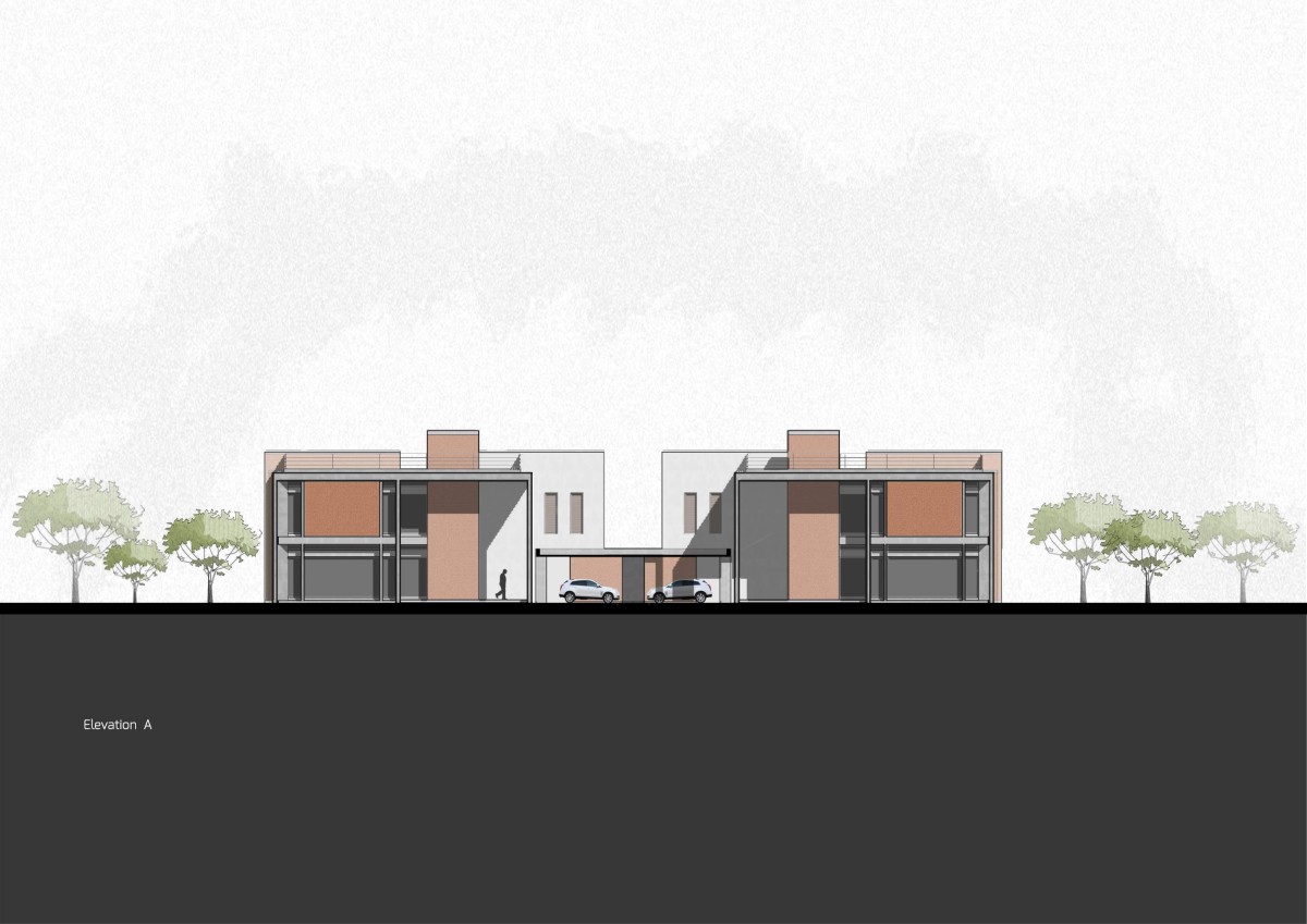 Front Elevation of K & Y Residences by Groundwork Architecture