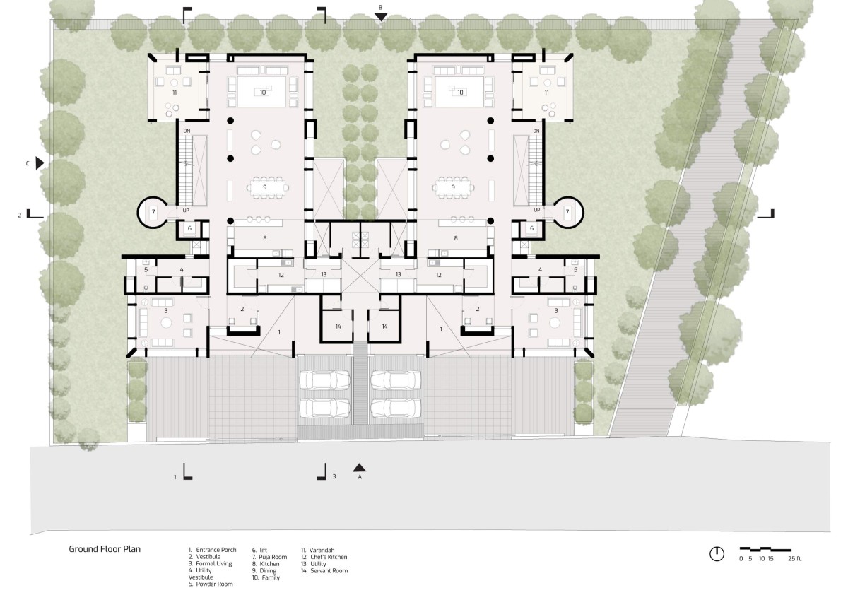 Ground Floor Plan of K & Y Residences by Groundwork Architecture