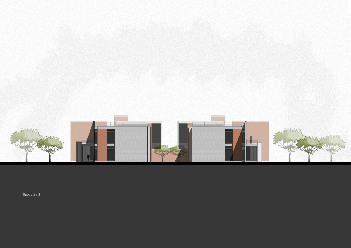 Rear Elevation of K & Y Residences by Groundwork Architecture