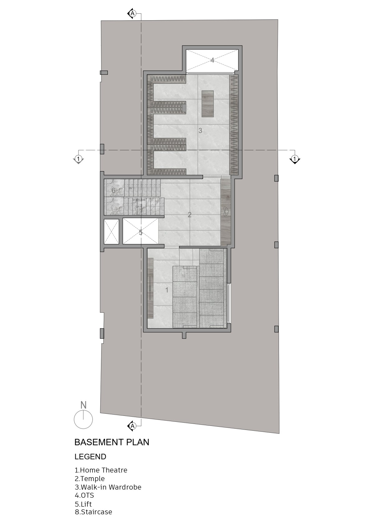 Basement Plan of Dr. Dharmesh Darji Villa by Vihar Fadia Architects