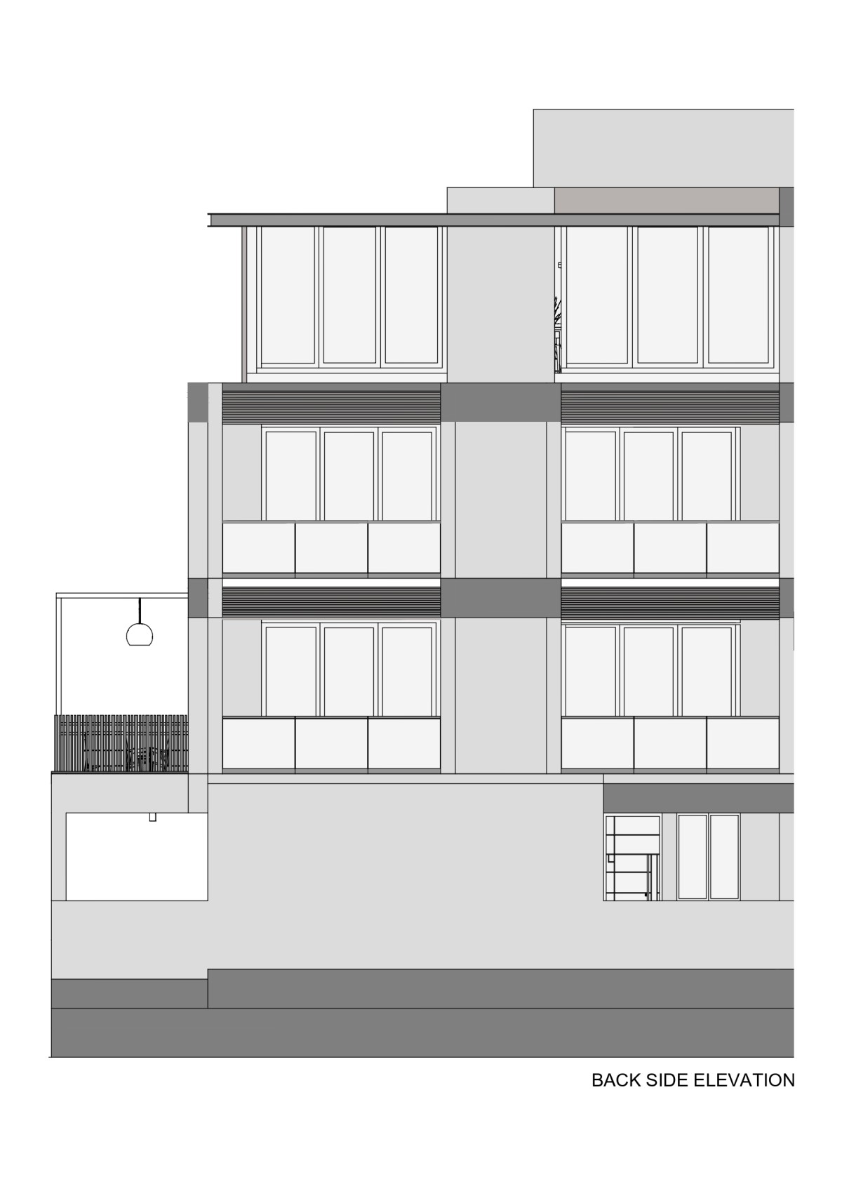 Back side elevation of Dr. Dharmesh Darji Villa by Vihar Fadia Architects