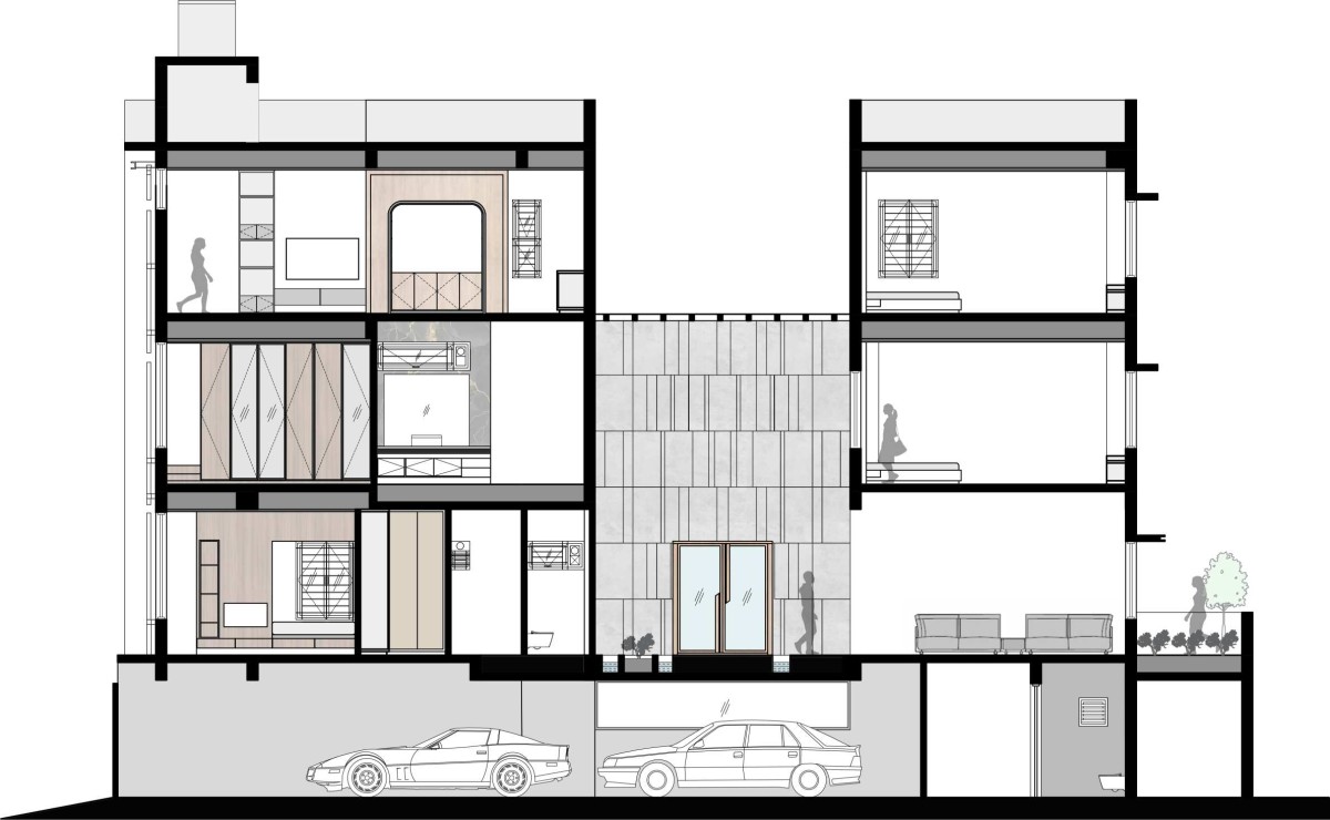 Section AA of S145 House by The InsideOut Studio