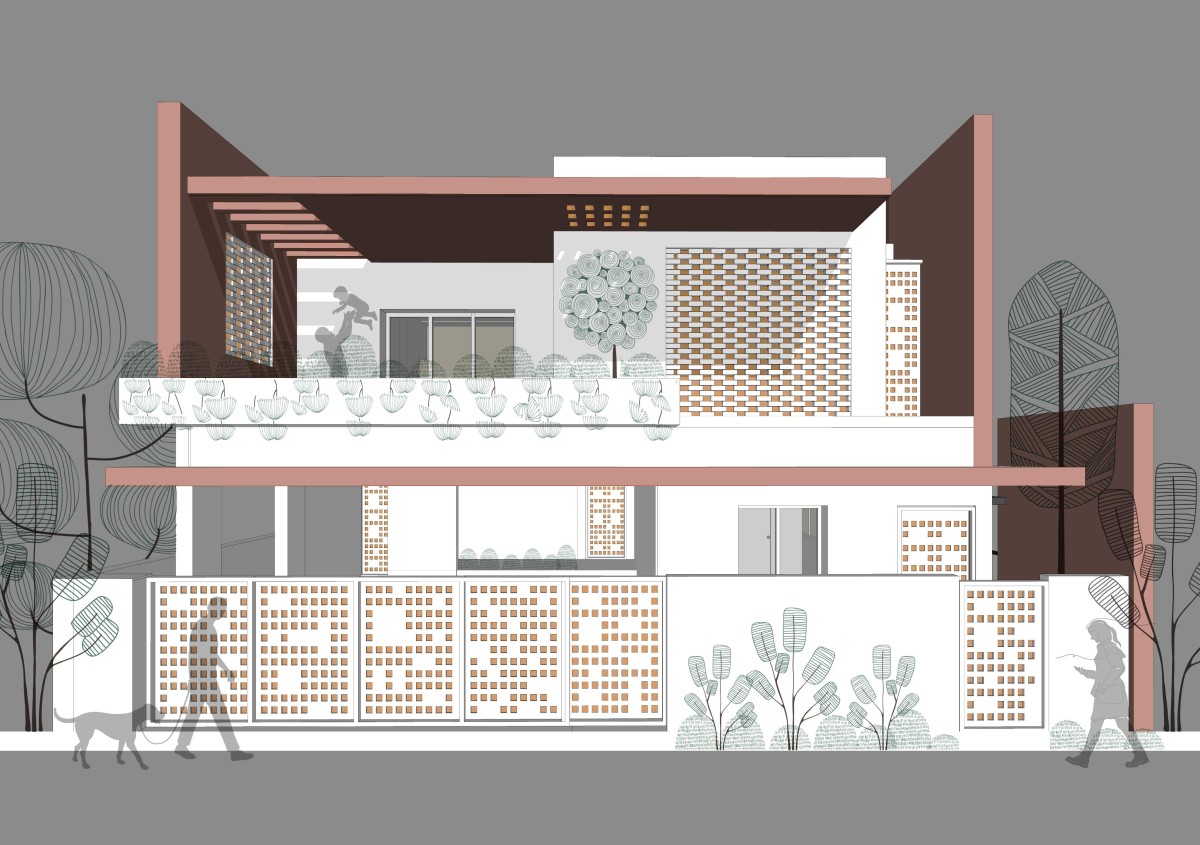 Elevation of Perforated Plane House by D.L.E.A