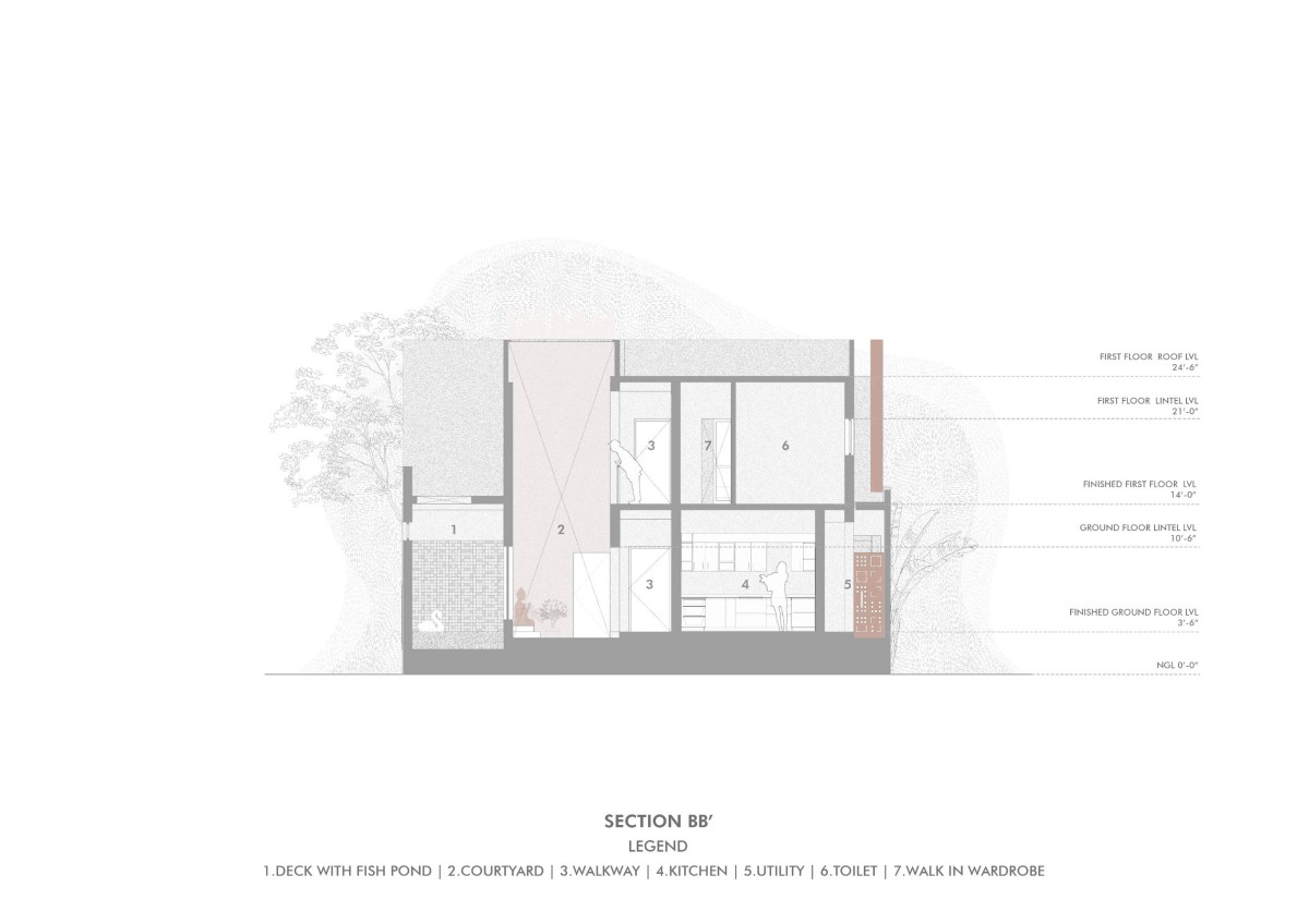 Section BB of Perforated Plane House by D.L.E.A