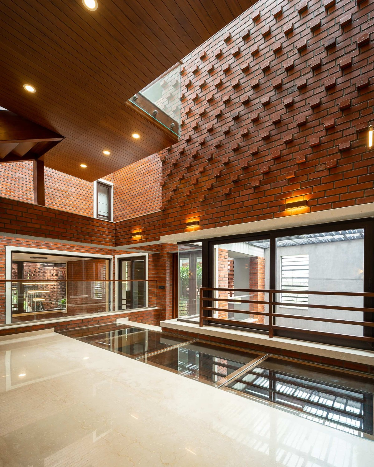 View from lift lobby of Vinod Residence by Murali Architects