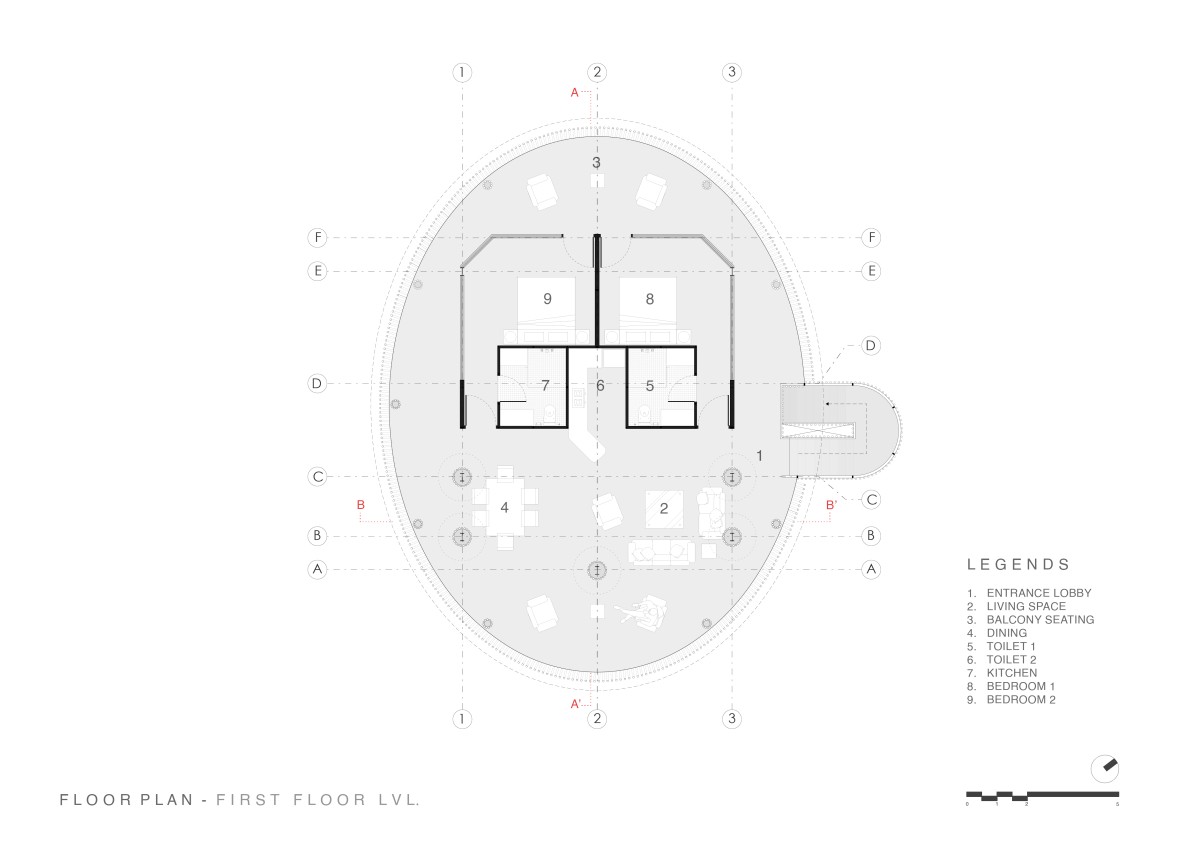 First Floor Plan of Macha House by Abin Design Studio