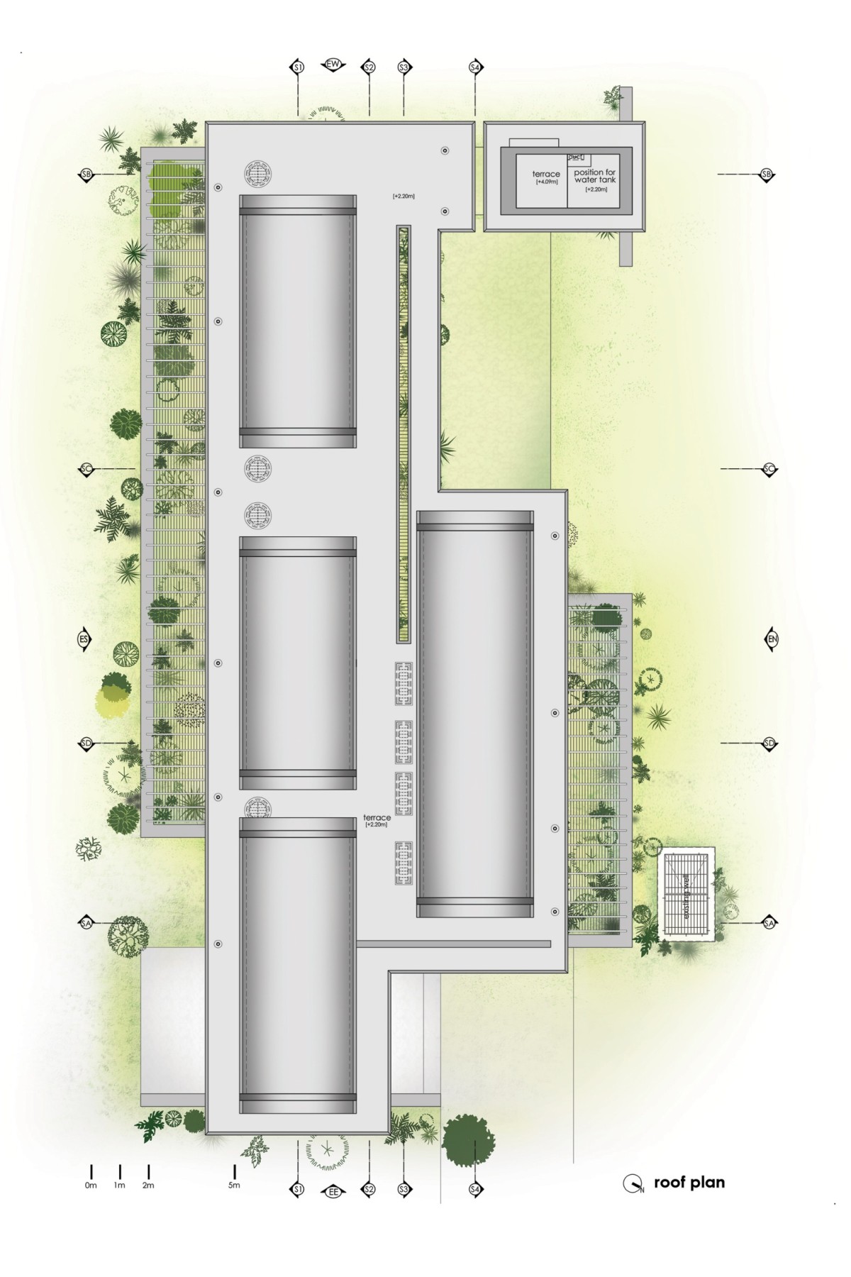 Roof Plan of The Walls and Vaults House by LIJO.RENY.architects