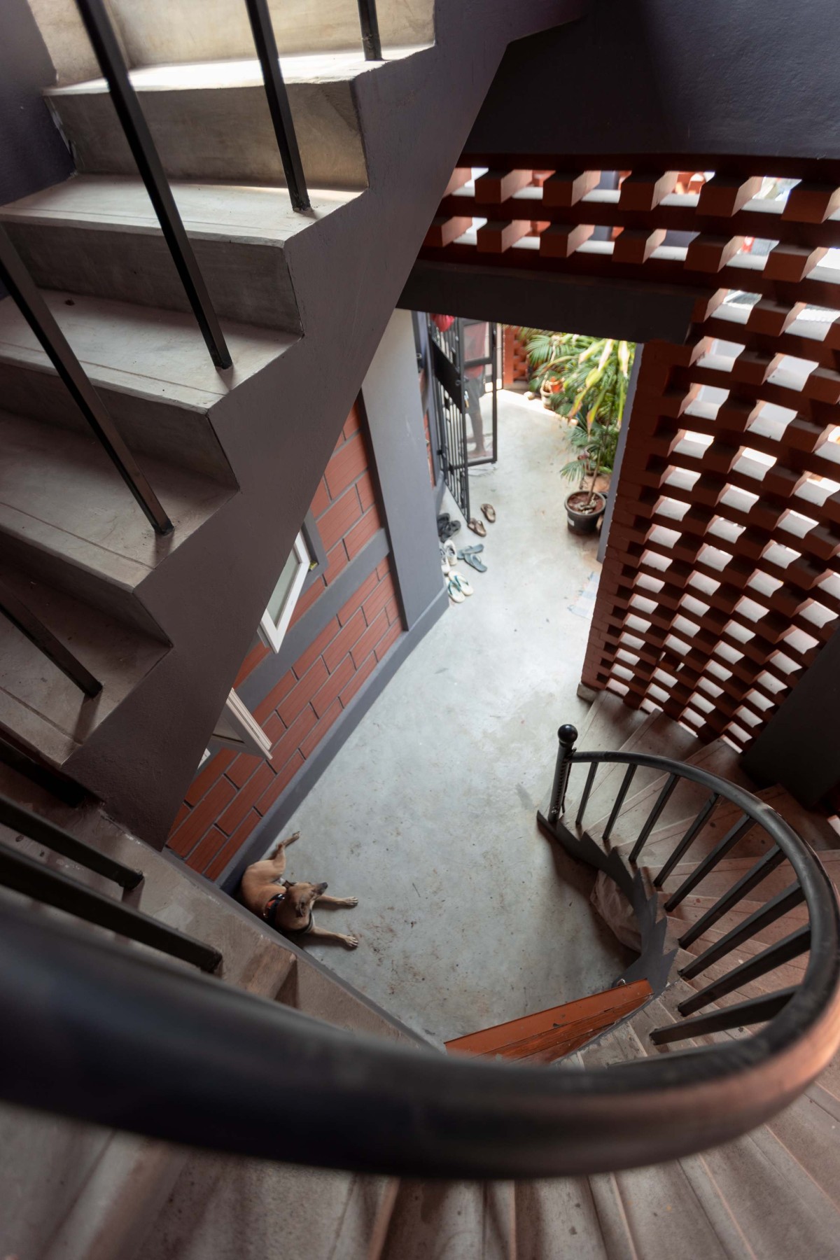 View from staircase of Red House by Kosh Studios