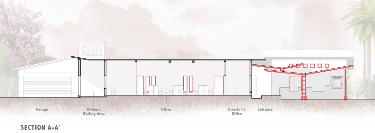 Section AA of Organic Research & Training Centre by Sejpal & Raje Architects