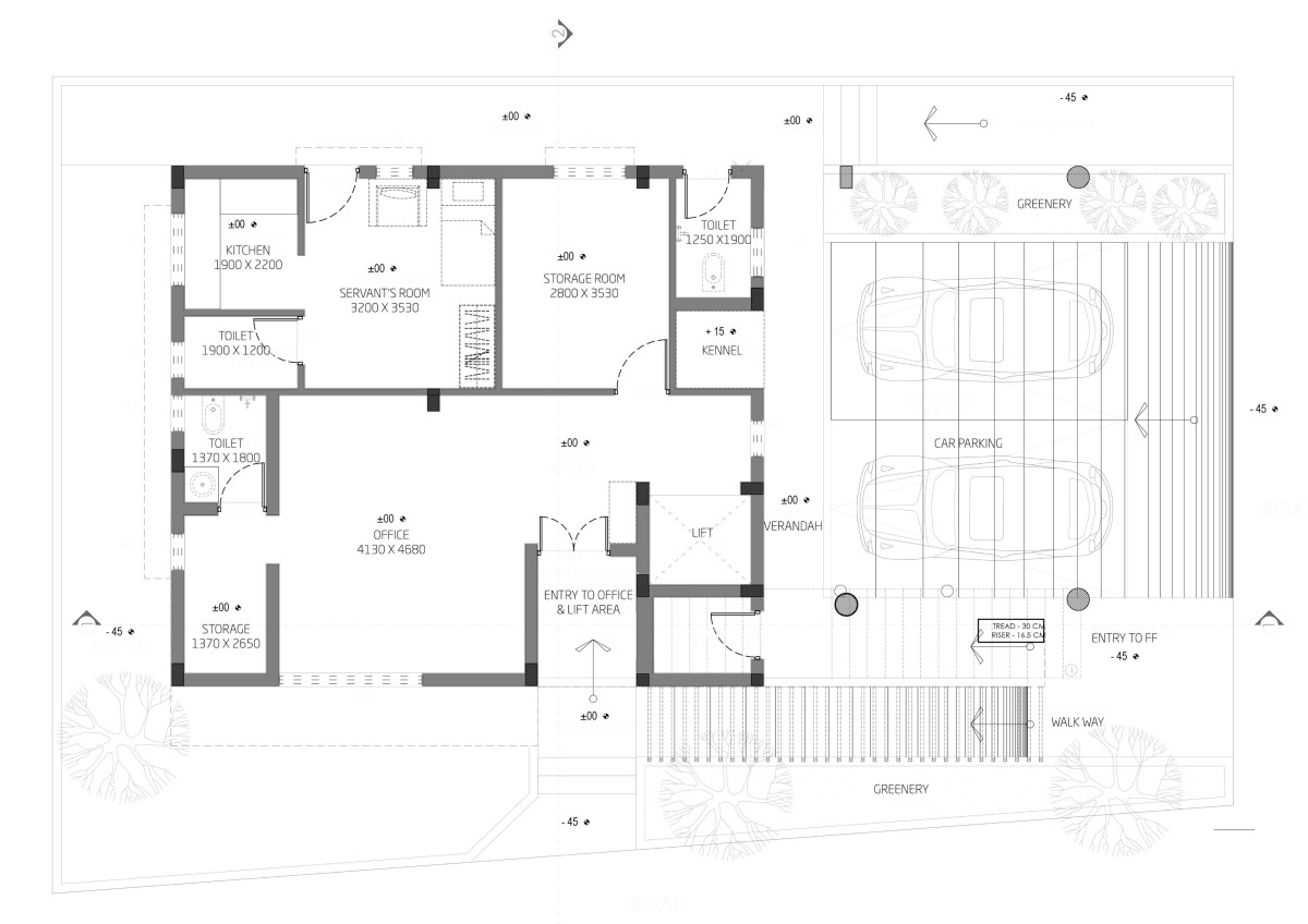 Ground floor plan of The Corner House by Bodhi Design Studio