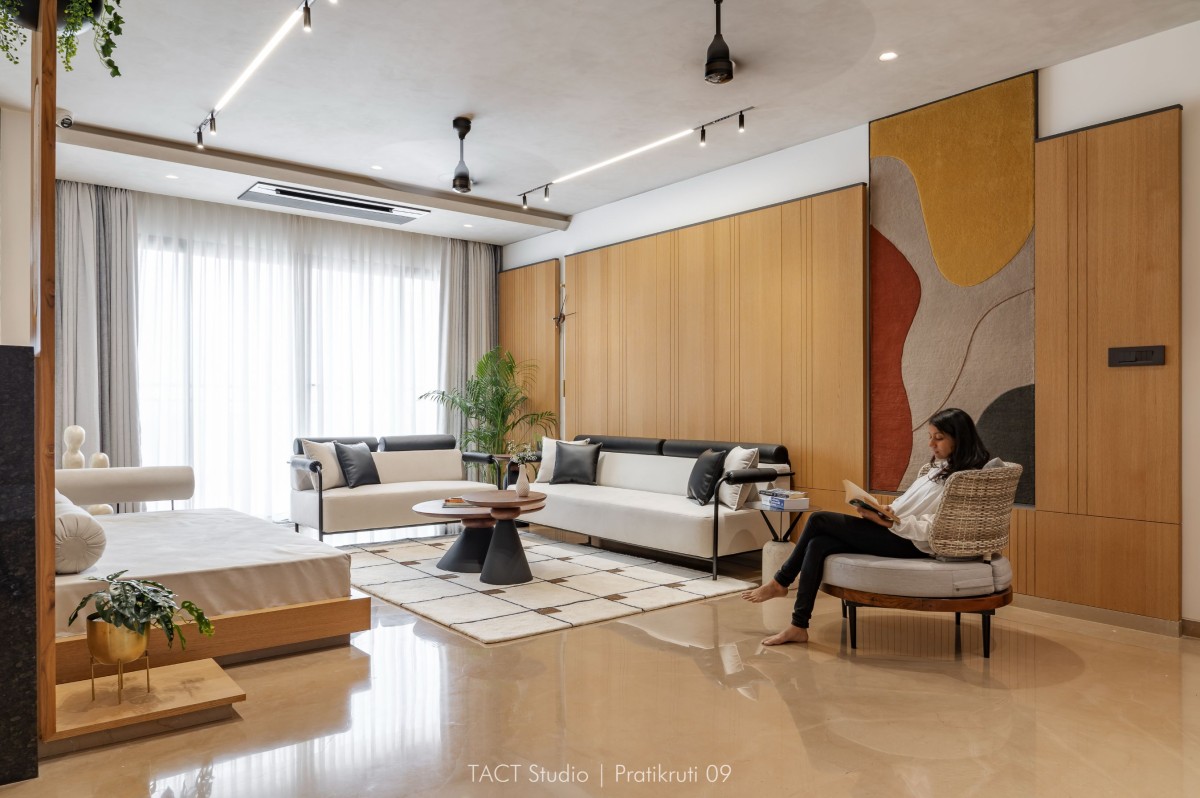 Living room of Kalpkunj by TACT Studio