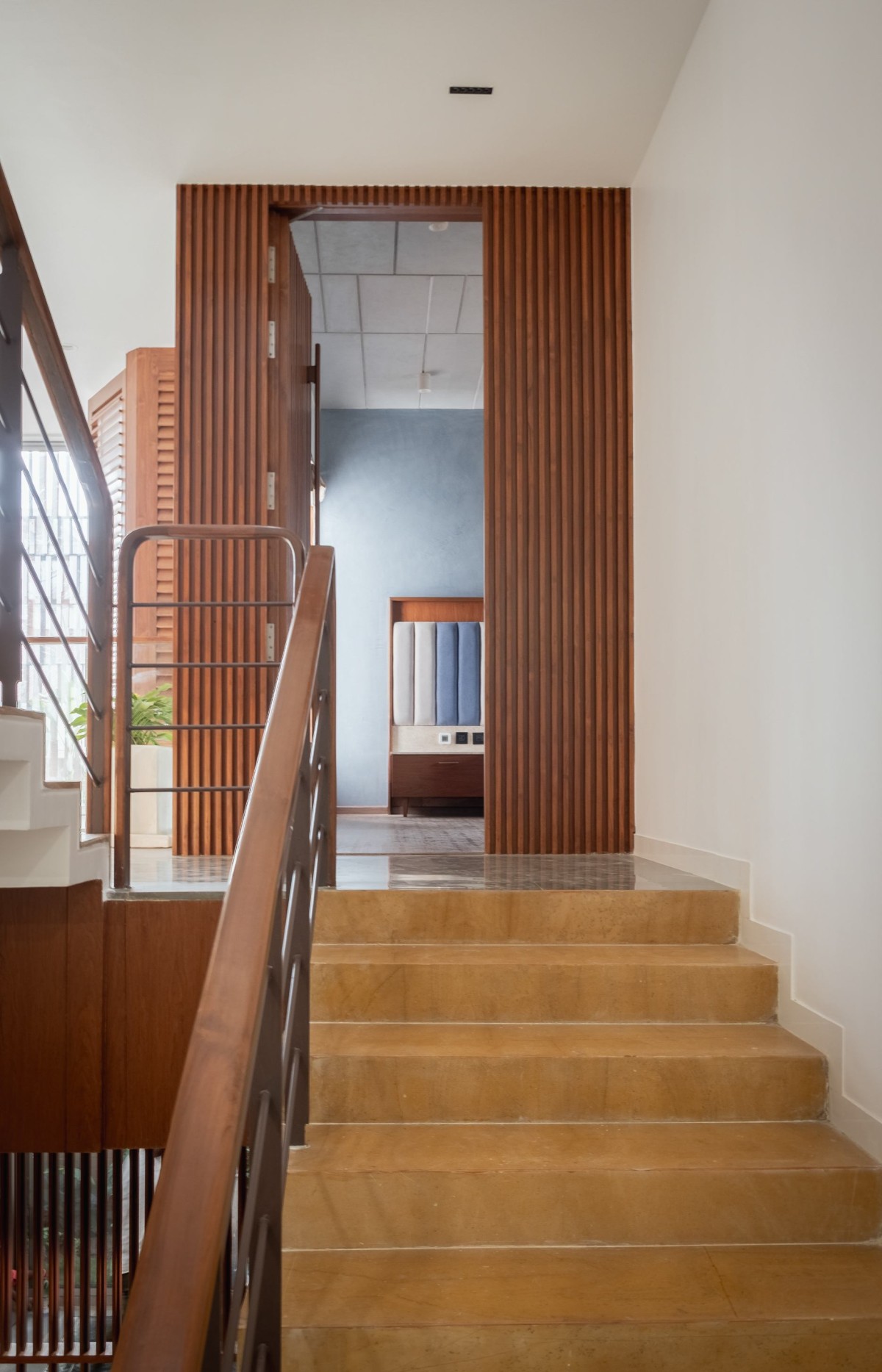 Staircase of One Ground Home by Shanmugam Associates