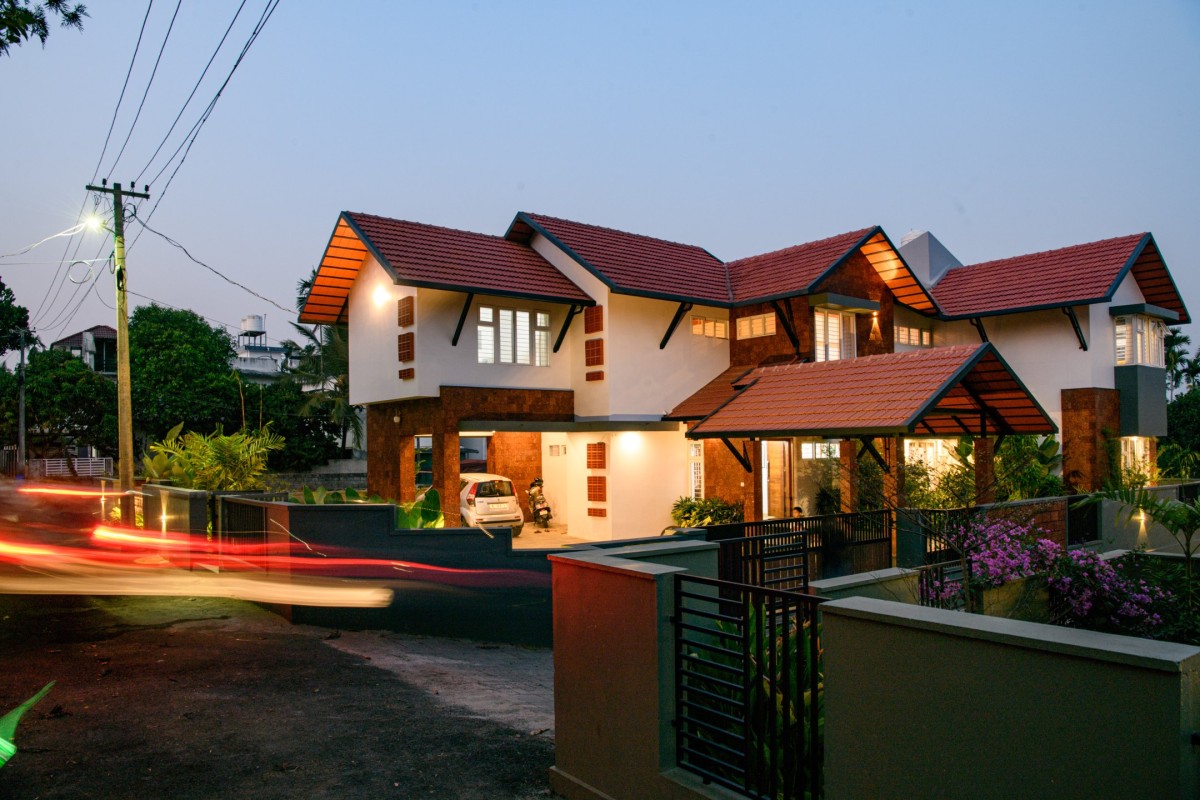 Dusk light exterior view of Kavyam by Bosky Studios