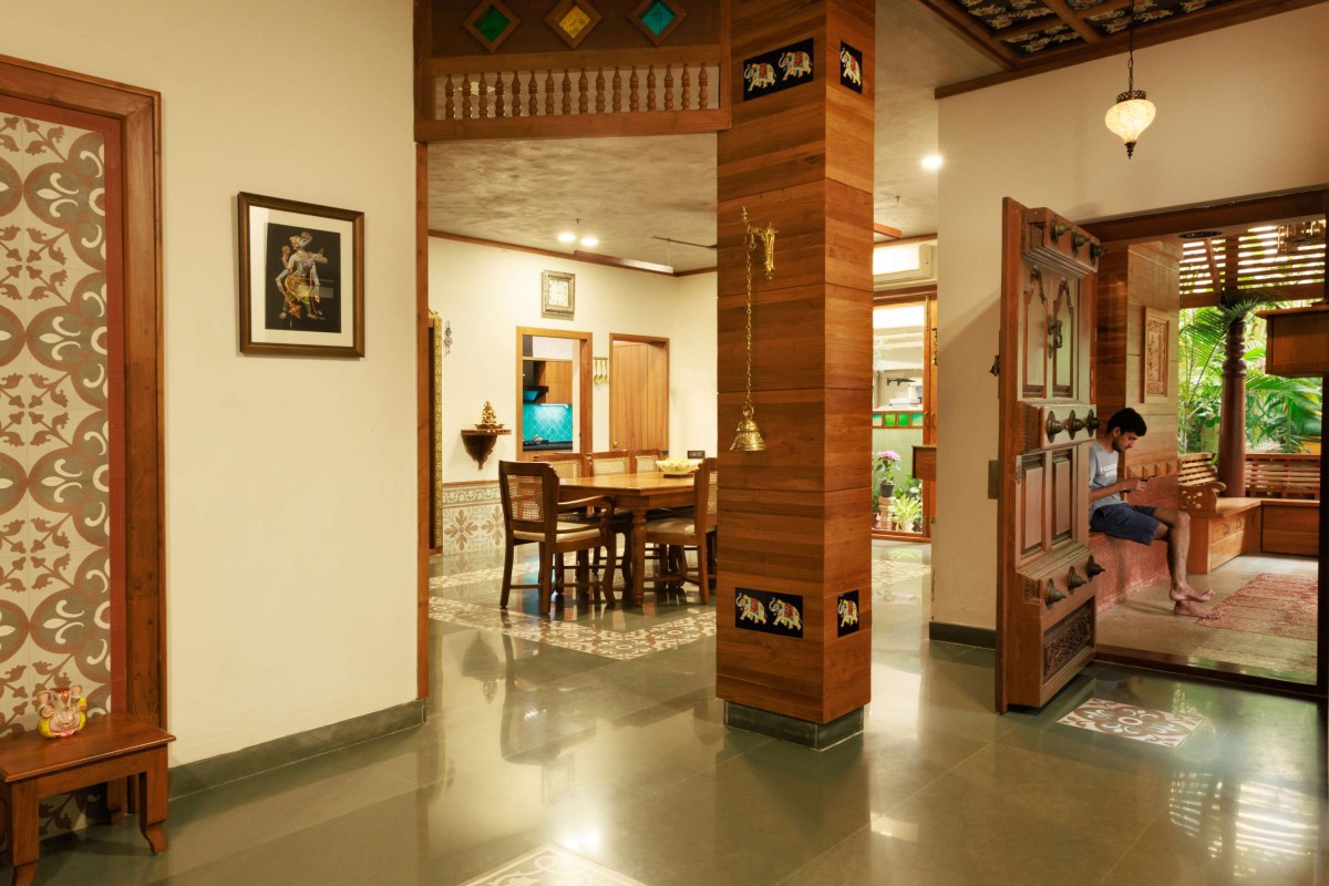 Foyer and Dining view of Shankar Residence by Brick and Stone