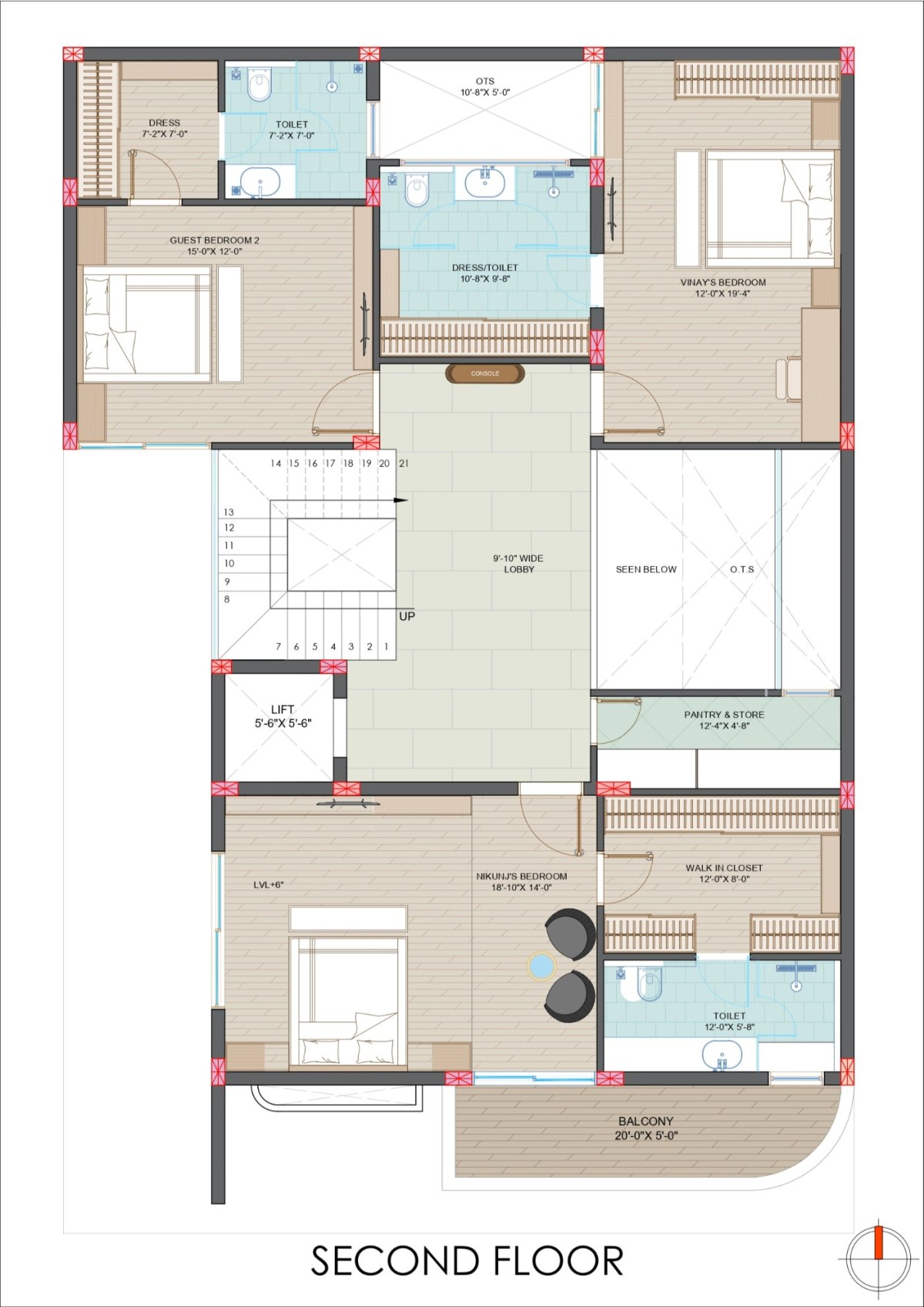 Second Floor Plan of Vinayak House by Imagine Design Studios