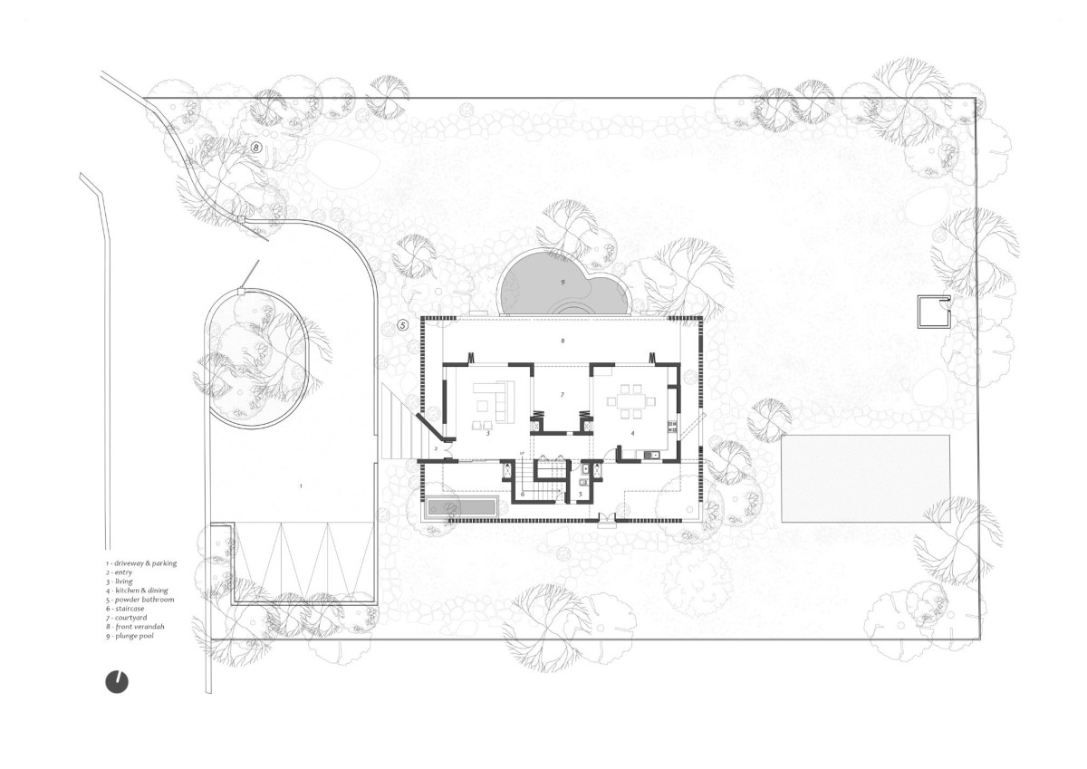 Ground Floor Plan of Jalmanjar Farmhouse by Put Your Hands Together - BioArchitects