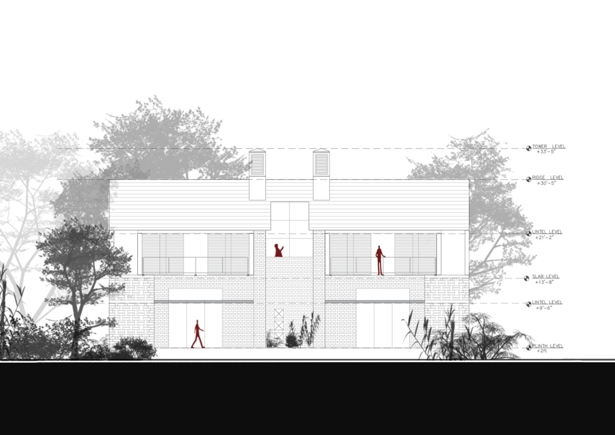 Elevation 1 of Jalmanjar Farmhouse by Put Your Hands Together - BioArchitects