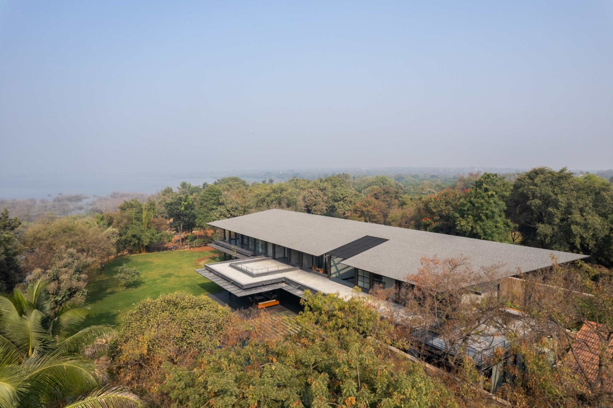 Aerial view of Lake Shore House by SPASM Design Architects