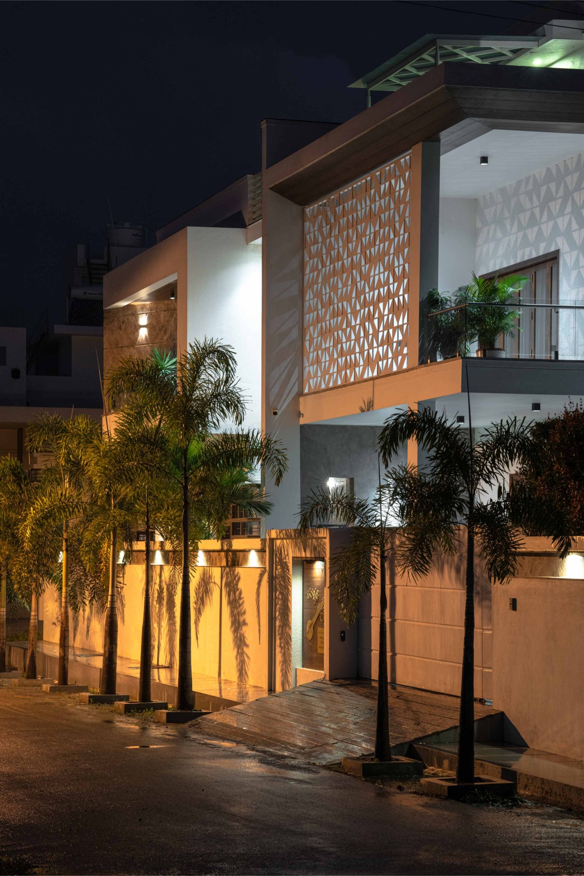 Dusk light exterior view of Saraswathi by Jyaamiti Architectural Studio