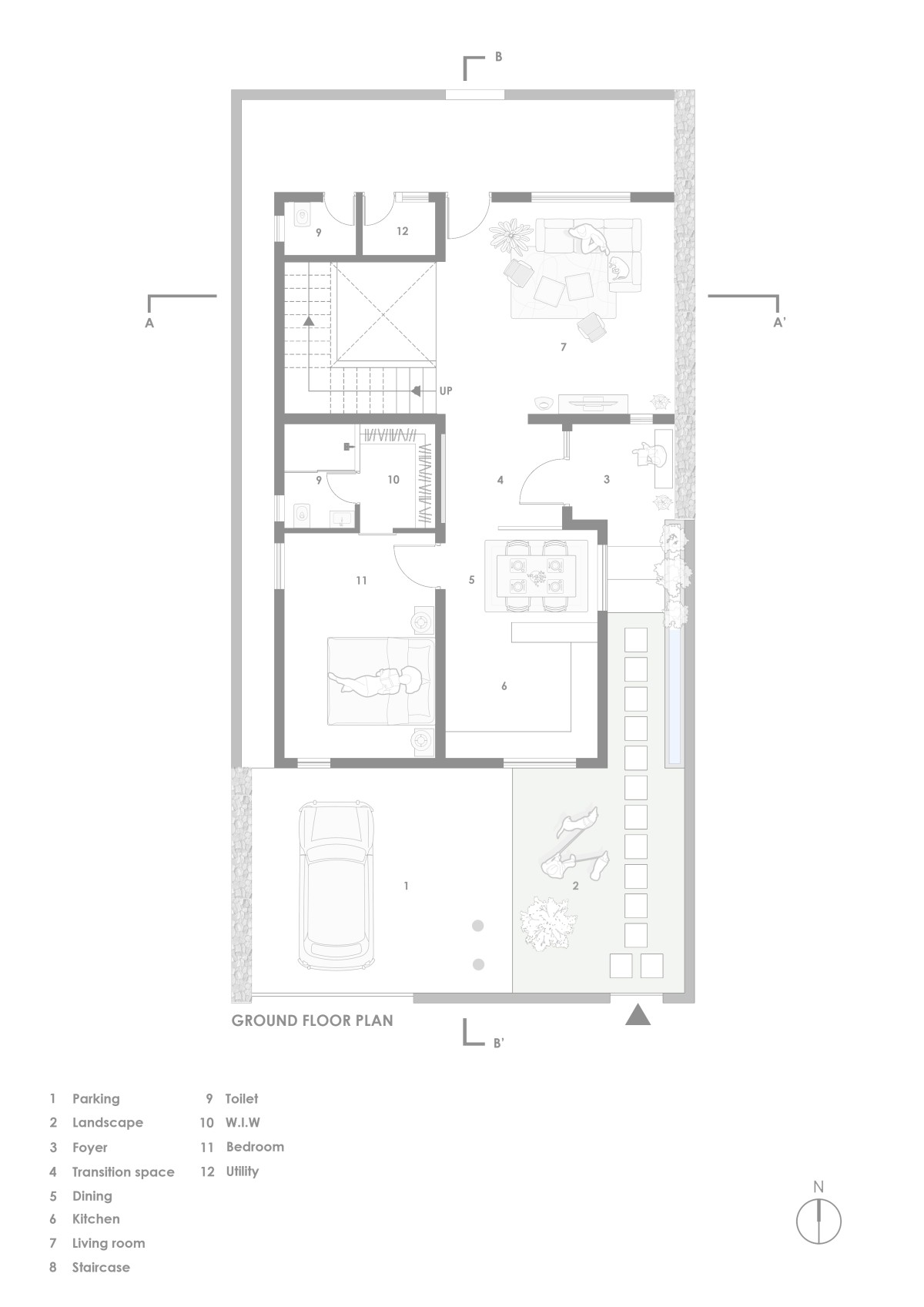 Ground Floor Plan of Neem House by Hashone Design Studio