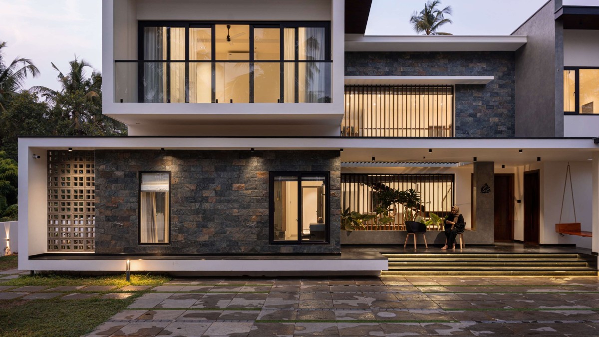 Dusk light exterior view of Manahil by Cognition Design Studio