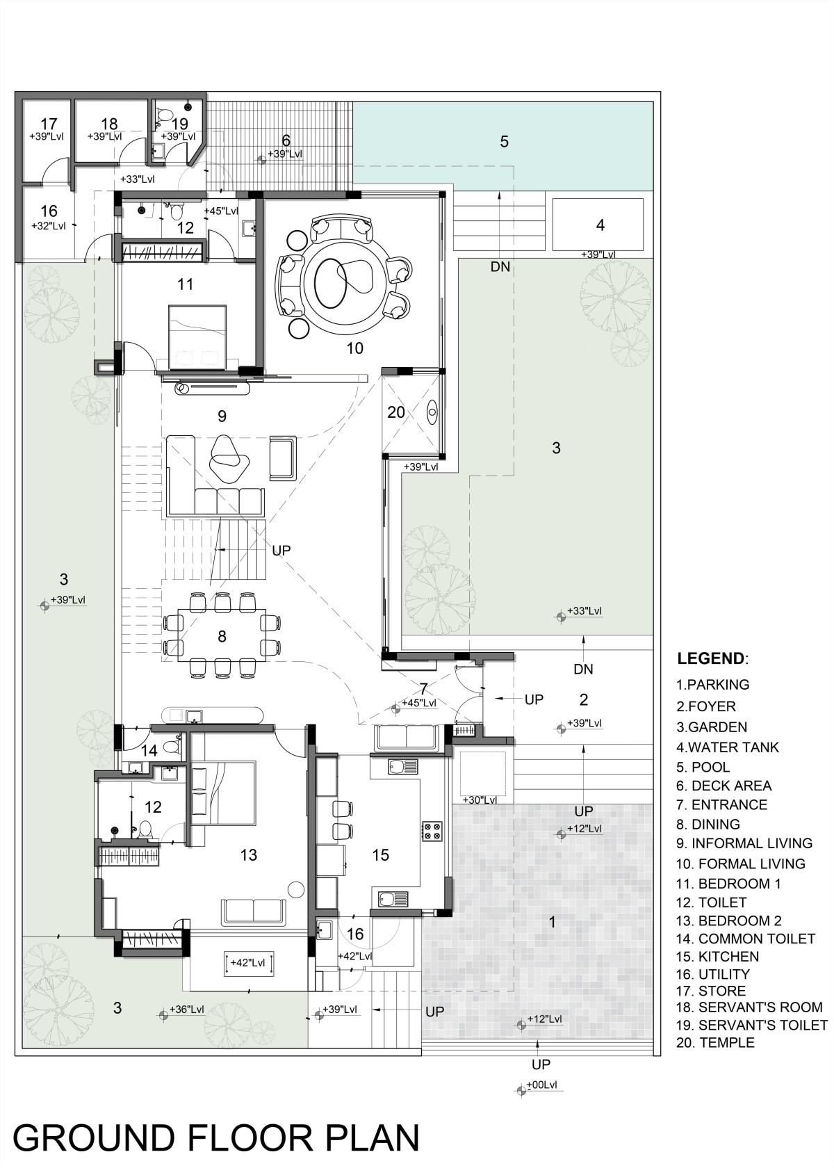 Ground Floor Plan of Bhagwati Bungalow by Jagrut Shah Architect and Associates