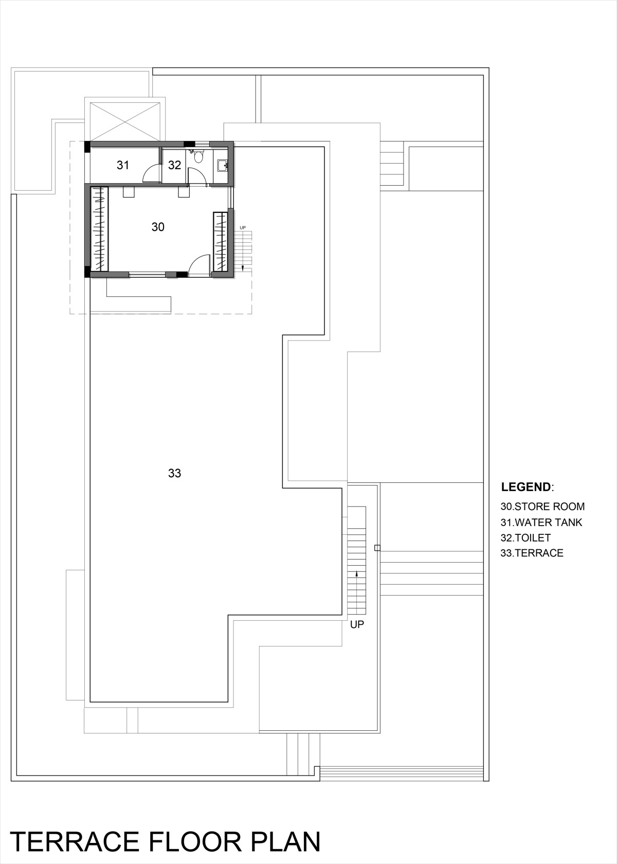 Terrace Floor Plan of Bhagwati Bungalow by Jagrut Shah Architect and Associates