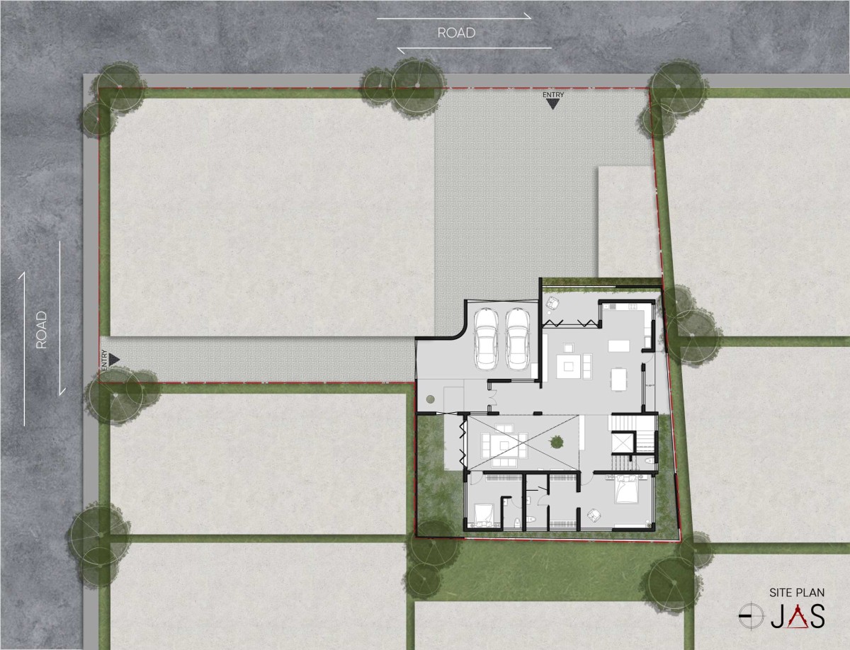 Site Plan of Tanish by Jyaamiti Architectural Studio