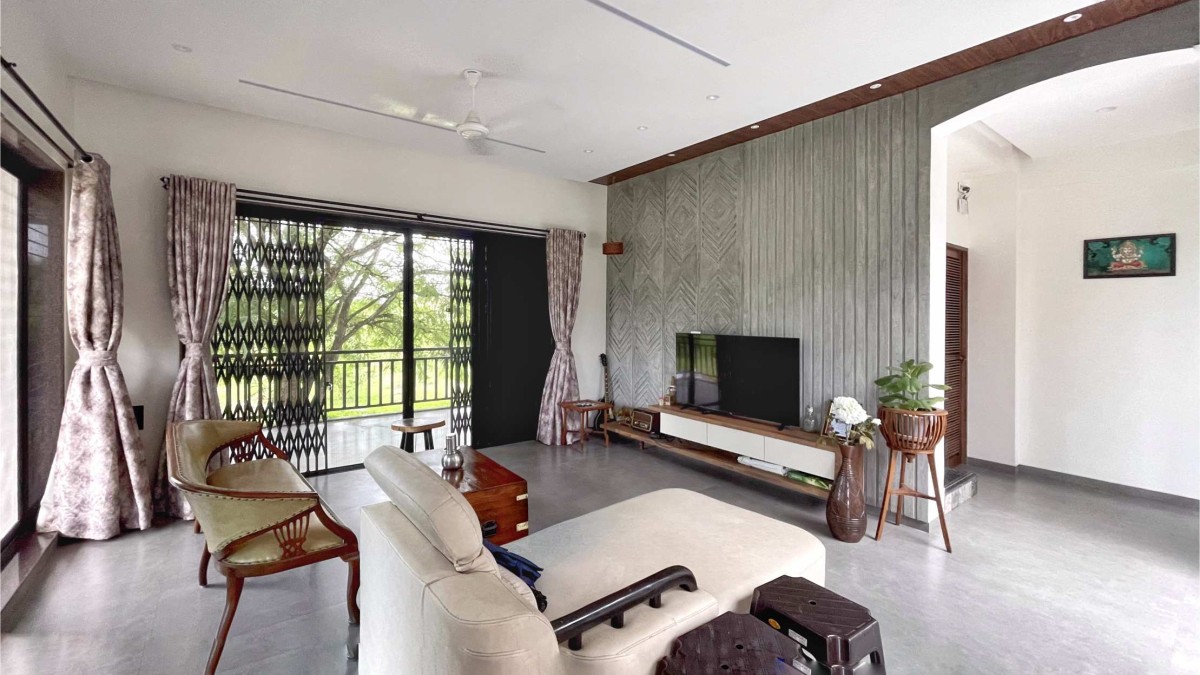 Living room of Moreshwar – The House of Courtyard by Architecture Delicacy