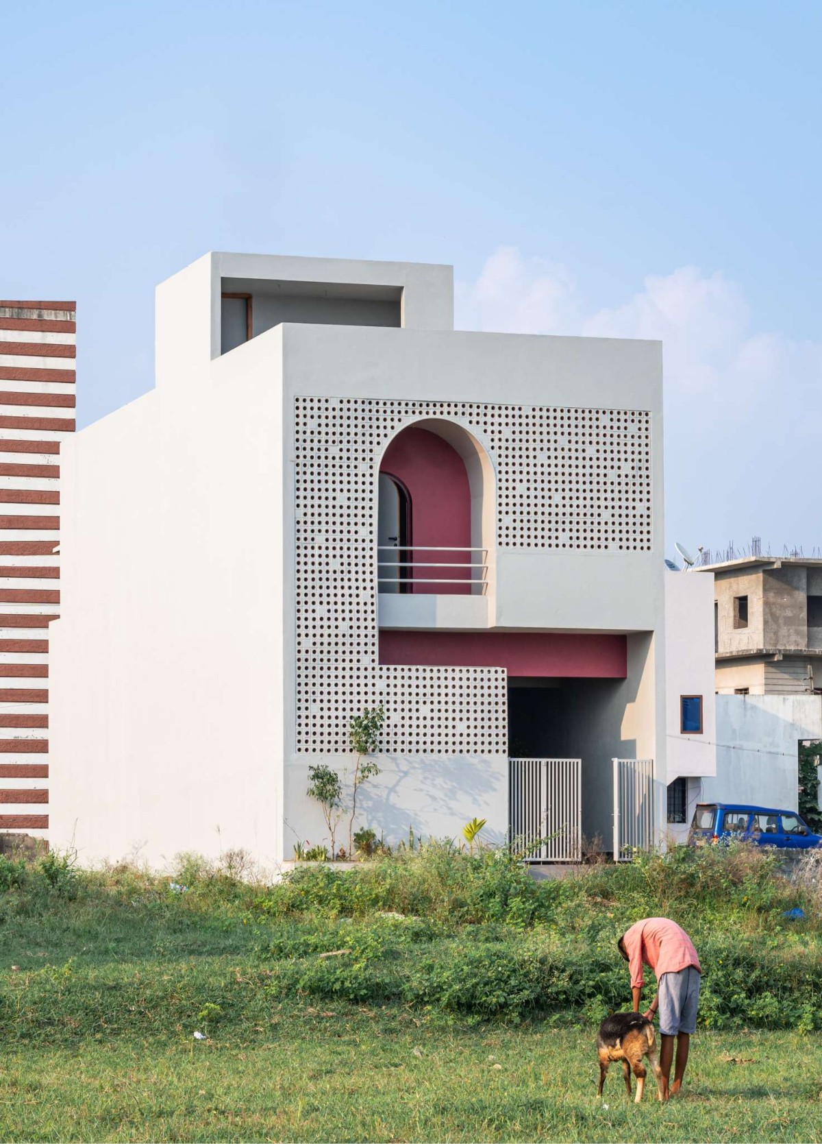 Exterior view of Porous Adobe by Rahul Pudale Design