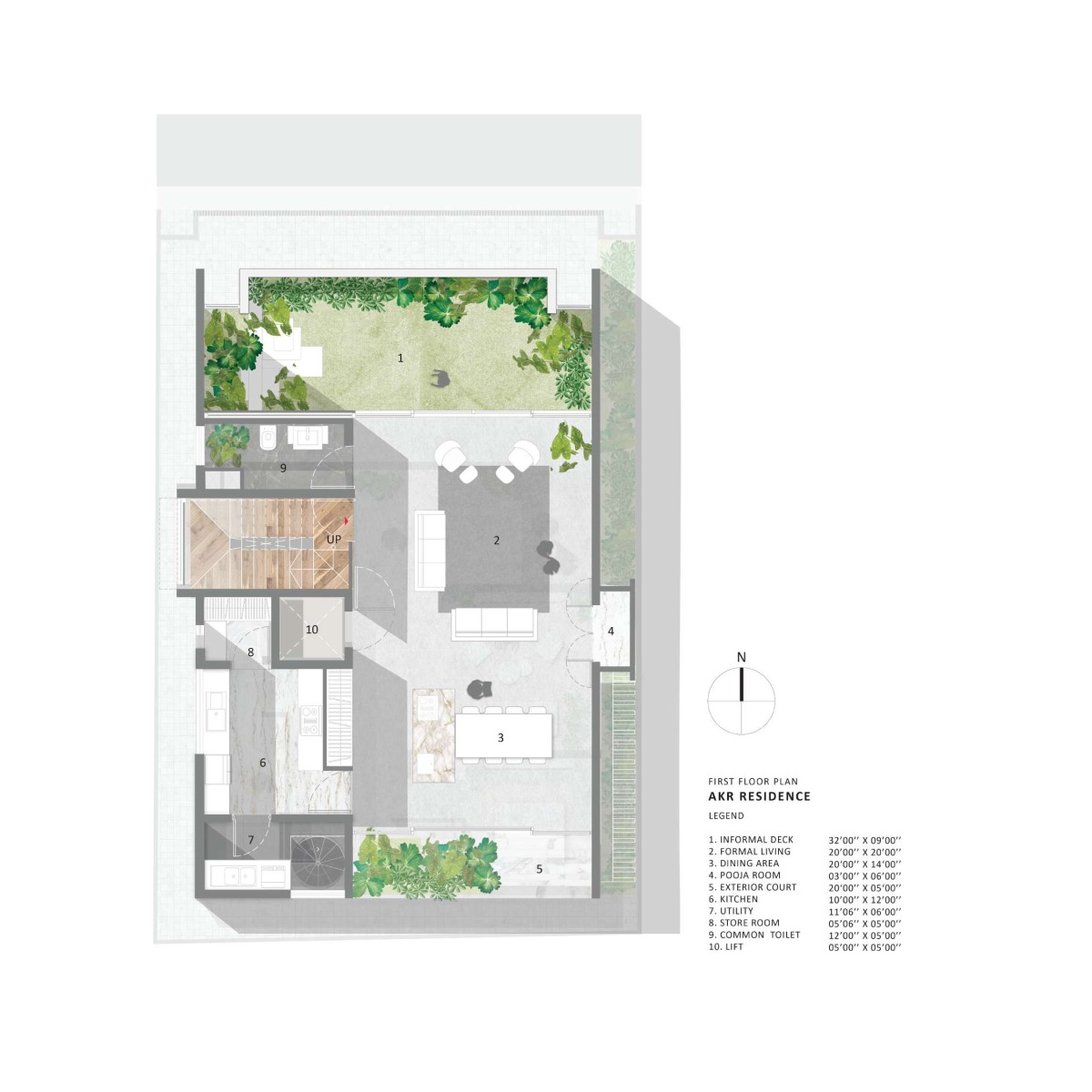 First Floor Plan of Whispering Curves by Suva Architects