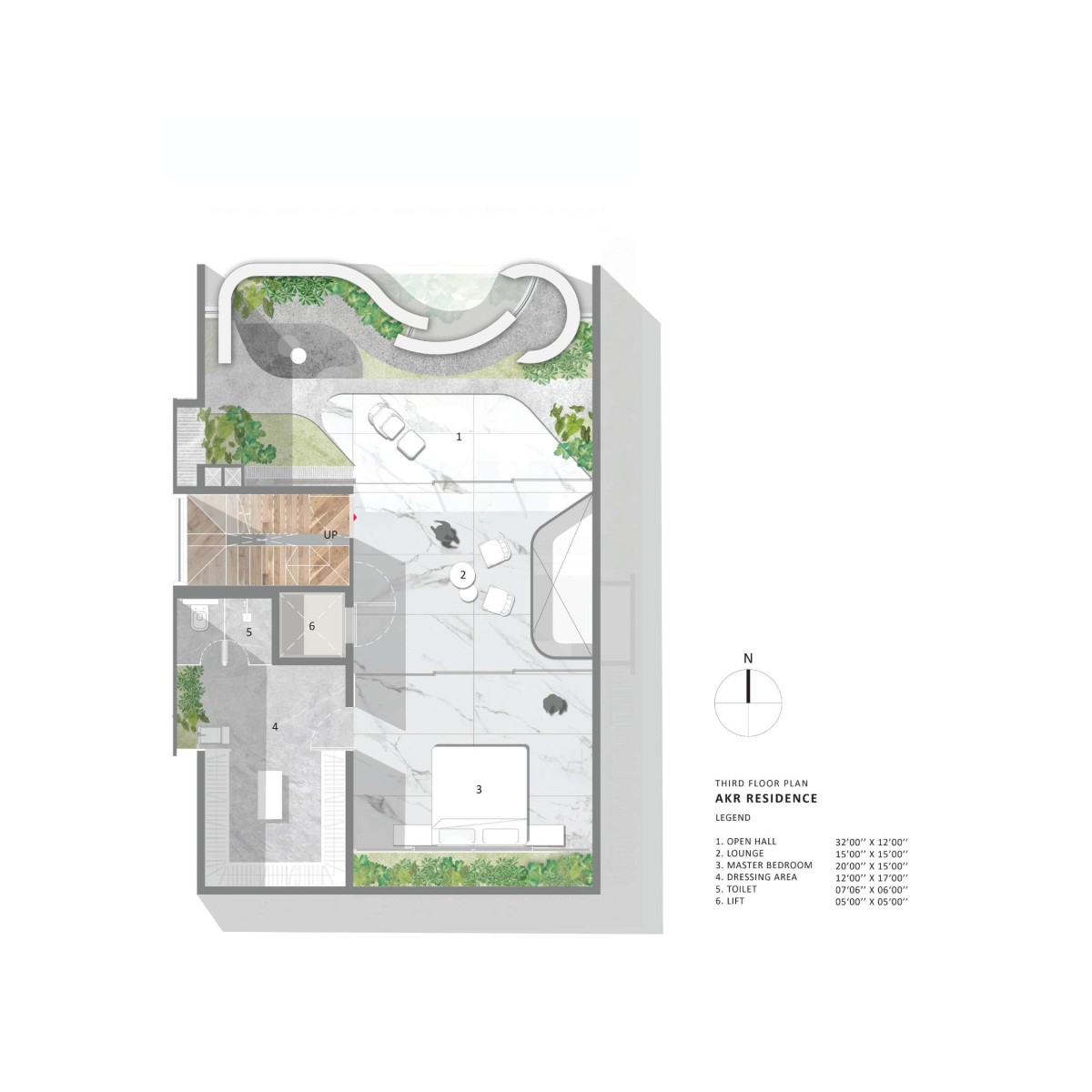 Third Floor Plan of Whispering Curves by Suva Architects