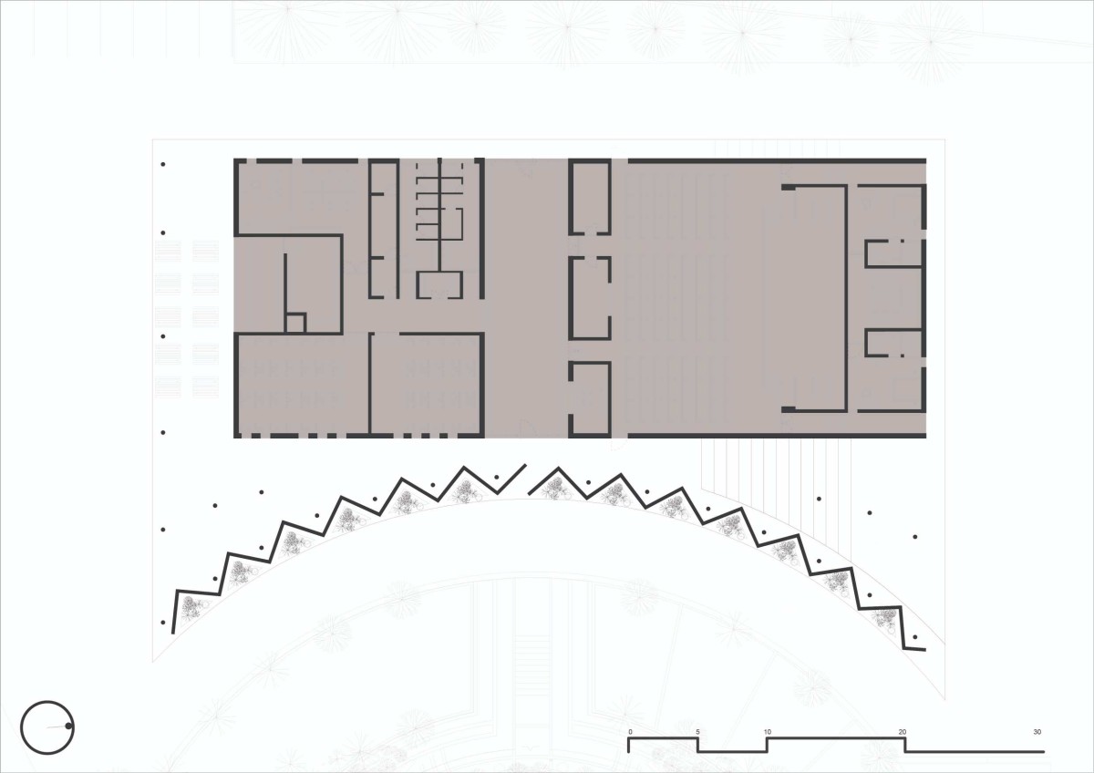 Auditorium and admin building plan of Dr. Vishnuvardhan Memorial Complex by M9 Design Studio