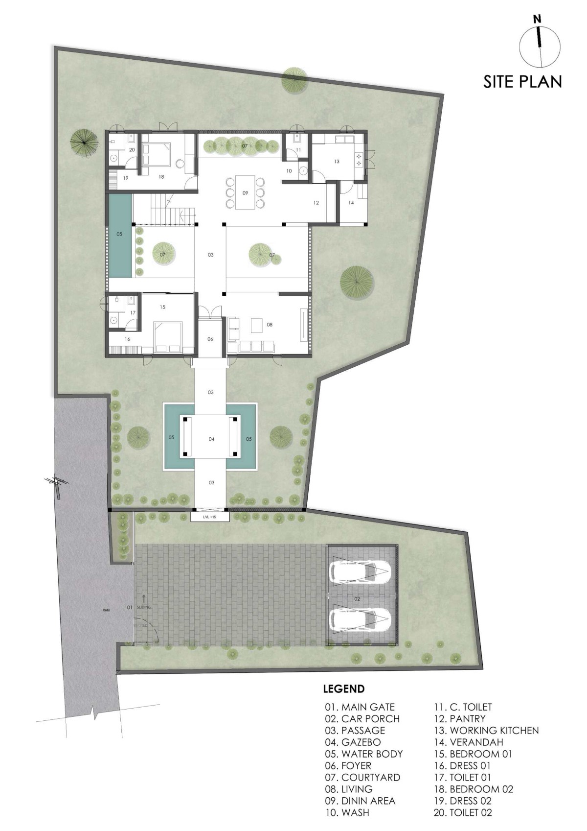 Site Plan of Nadumuttam by i2a Architects Studio