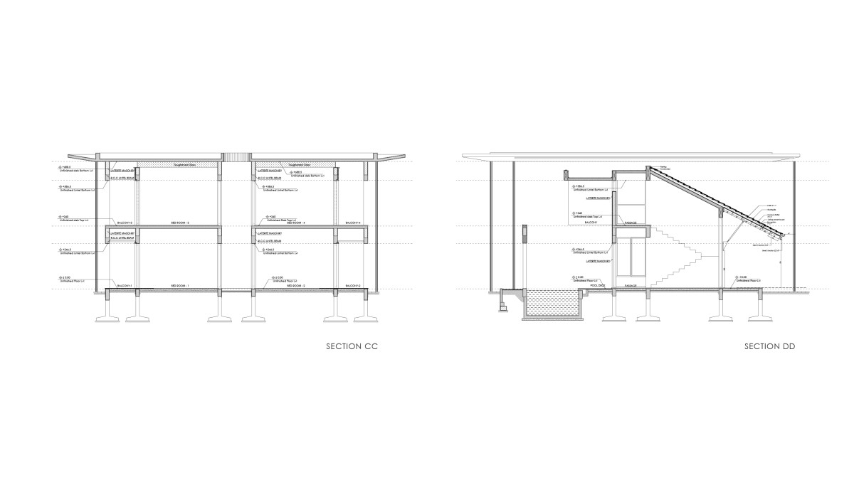 Section CC & DD of Mathamangalam House by SOHO Architects