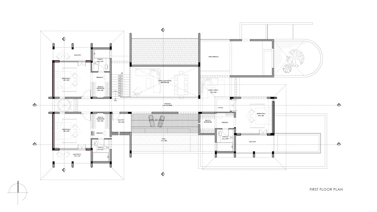 First Floor Plan of Mathamangalam House by SOHO Architects