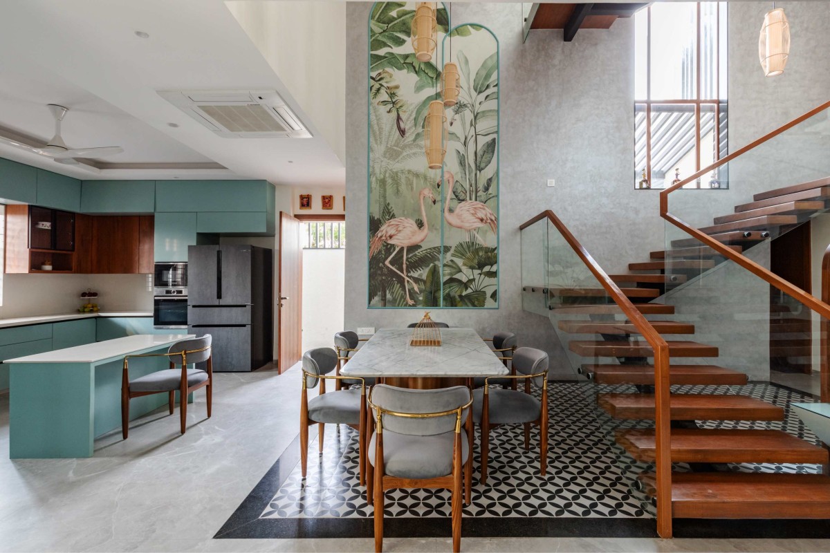 Dining to Kitchen view of Courtyard Chronicles by Aarambh Design Studio