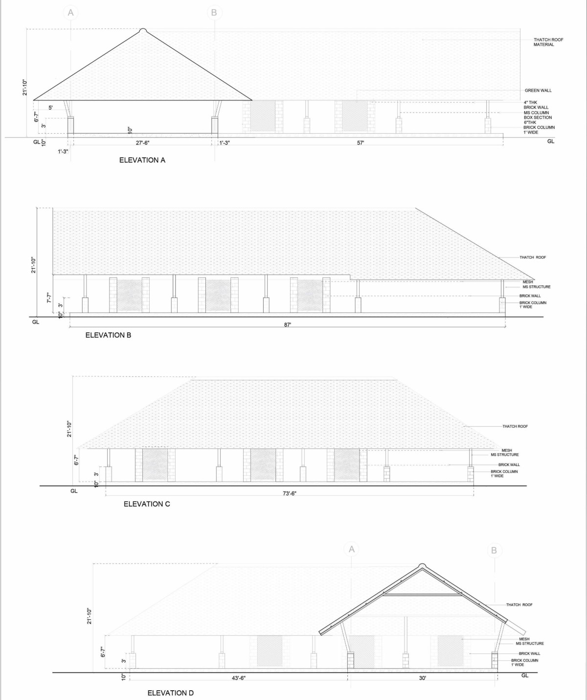 Dining Hall - Architectural Elevations of Temple Tree Leisure by PROP Architect