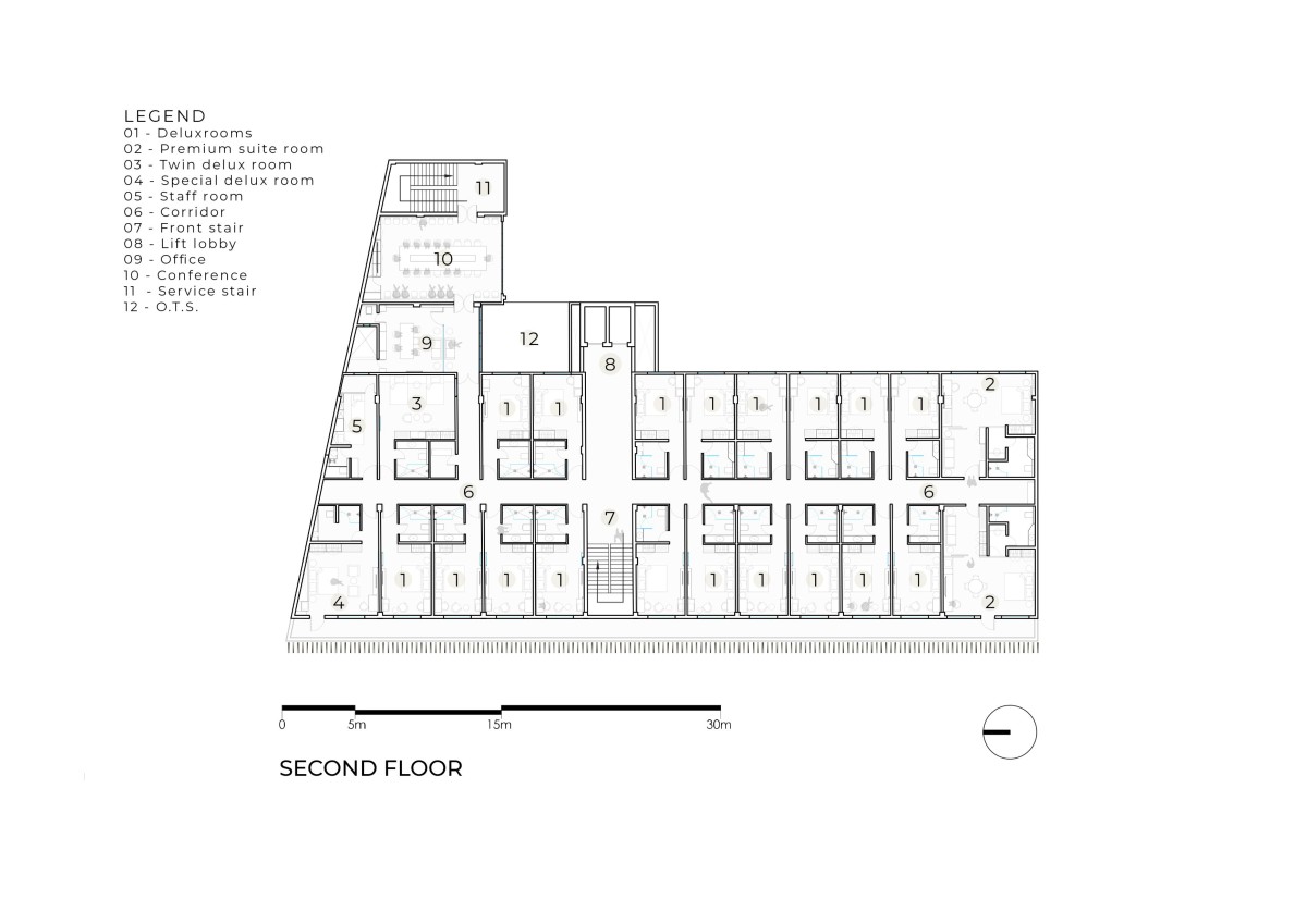 Second Floor Plan of The Buddha Avenue Hotel by W5 Architects