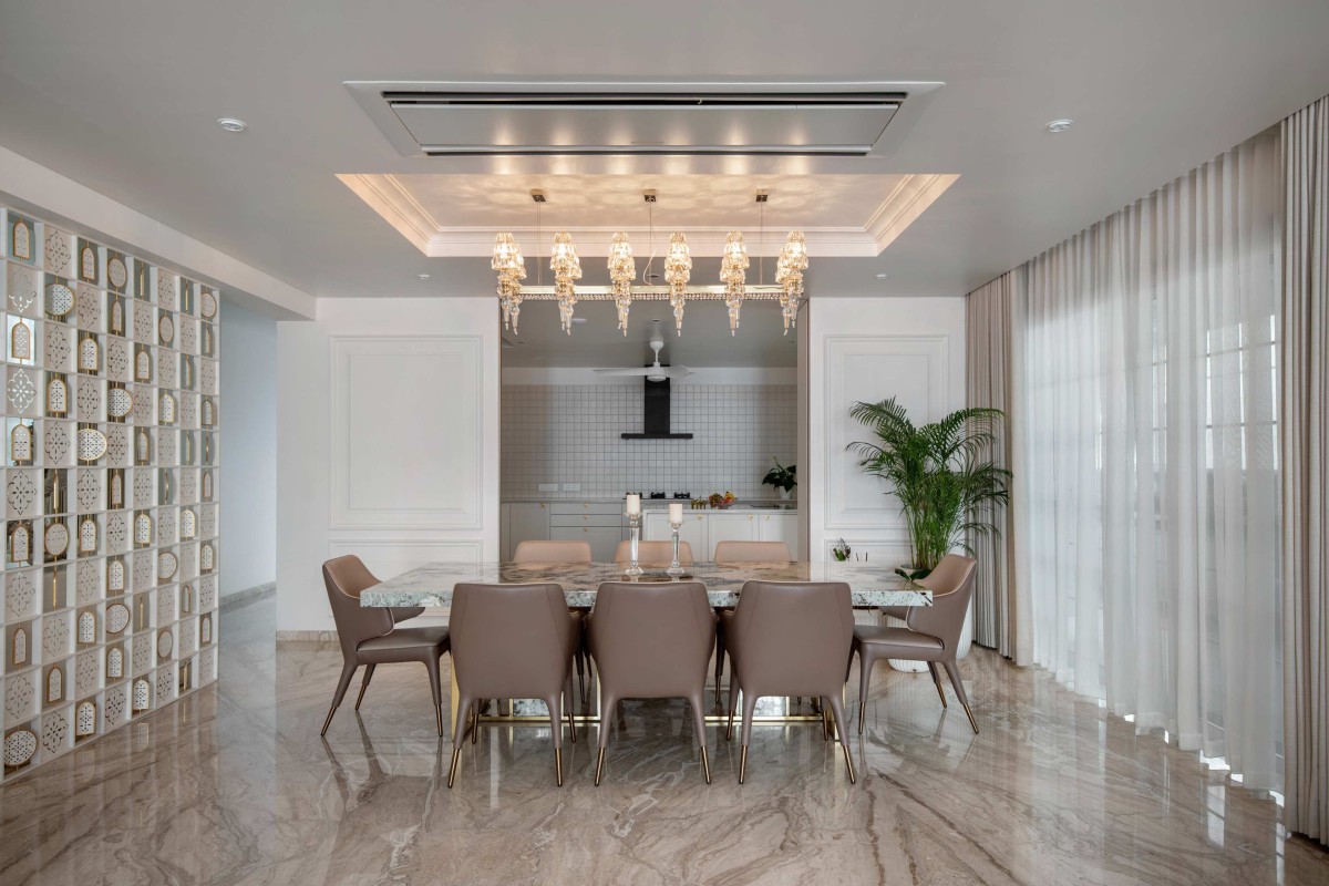 Dining & Kitchen of The Classic Dwelling by K.N. Associates