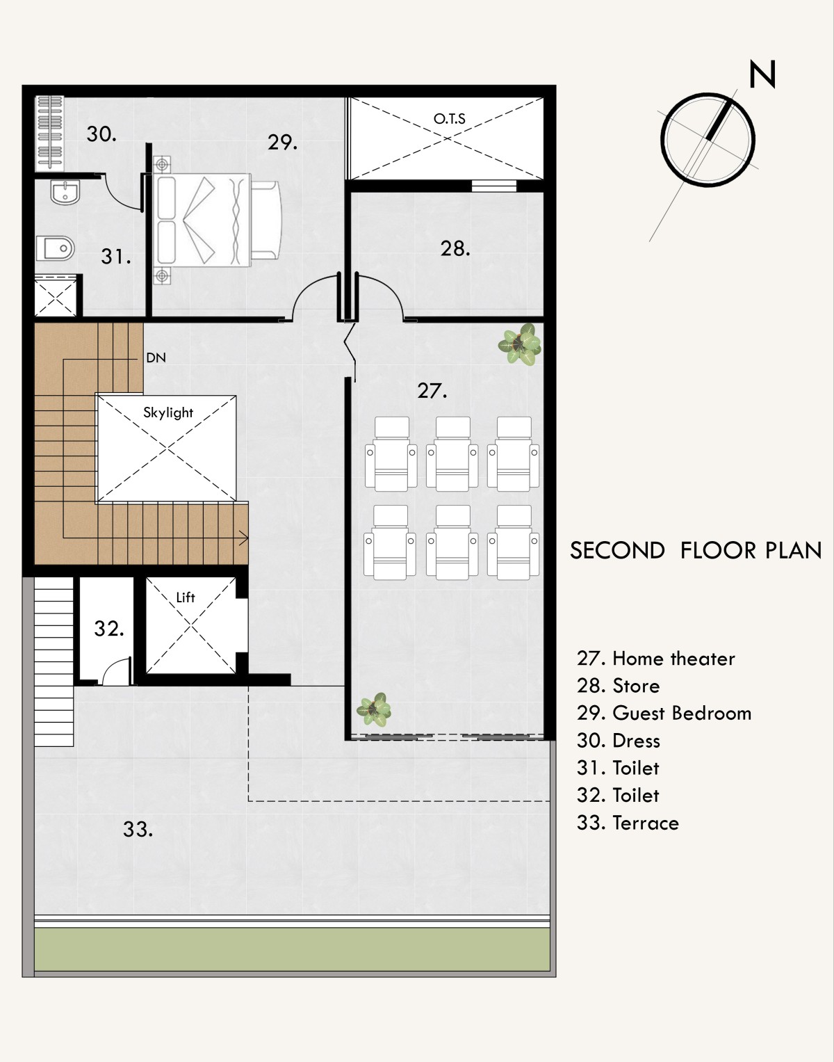 Second Floor Plan of Timeless Indian Haven by One 8 Gravity Design Cell